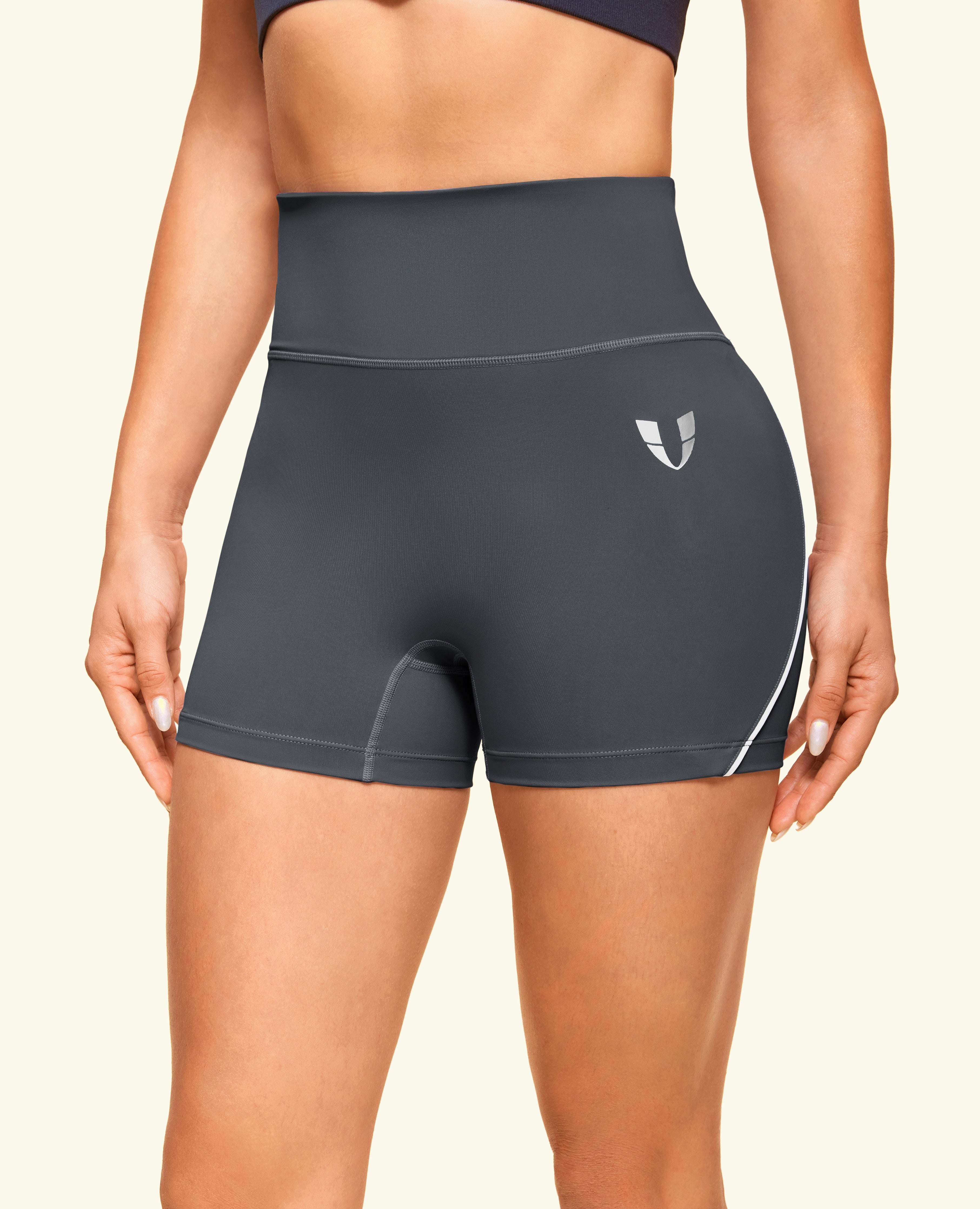 Power Tight High Waist Shorts - Grau