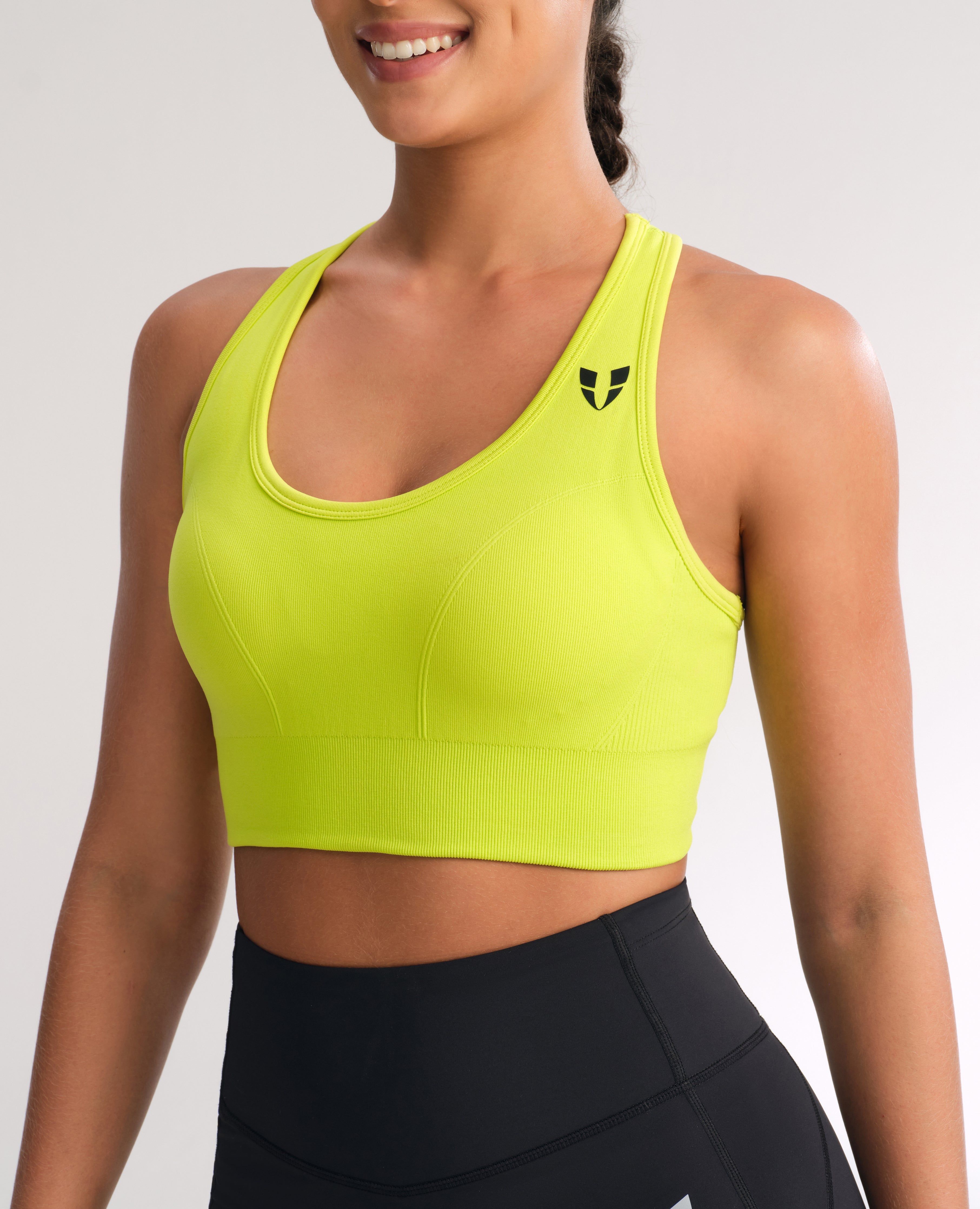 Sujetador de fitness sin costura - amarillo