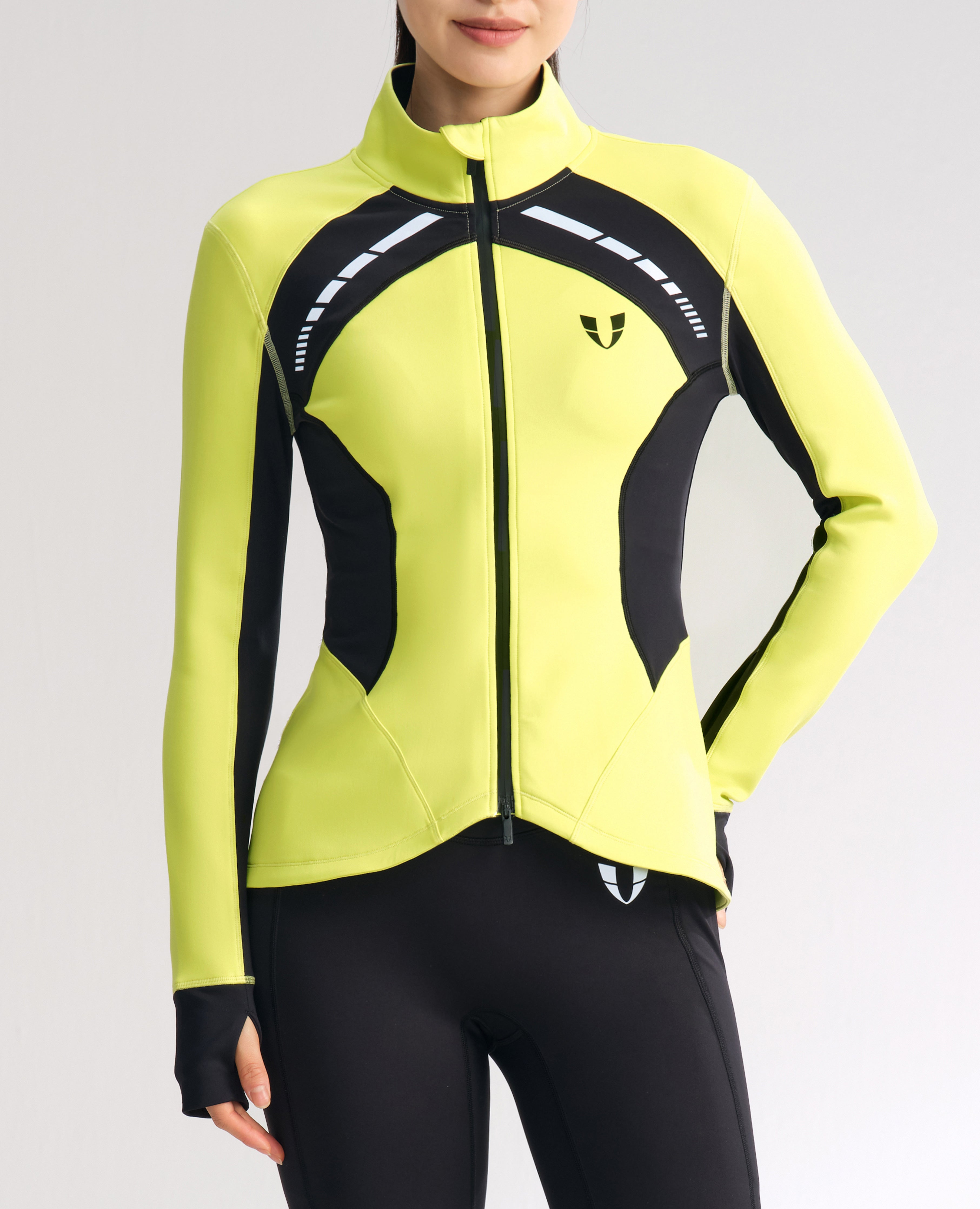 Veste athlétique coupe slim color block - Jaune citron et noir