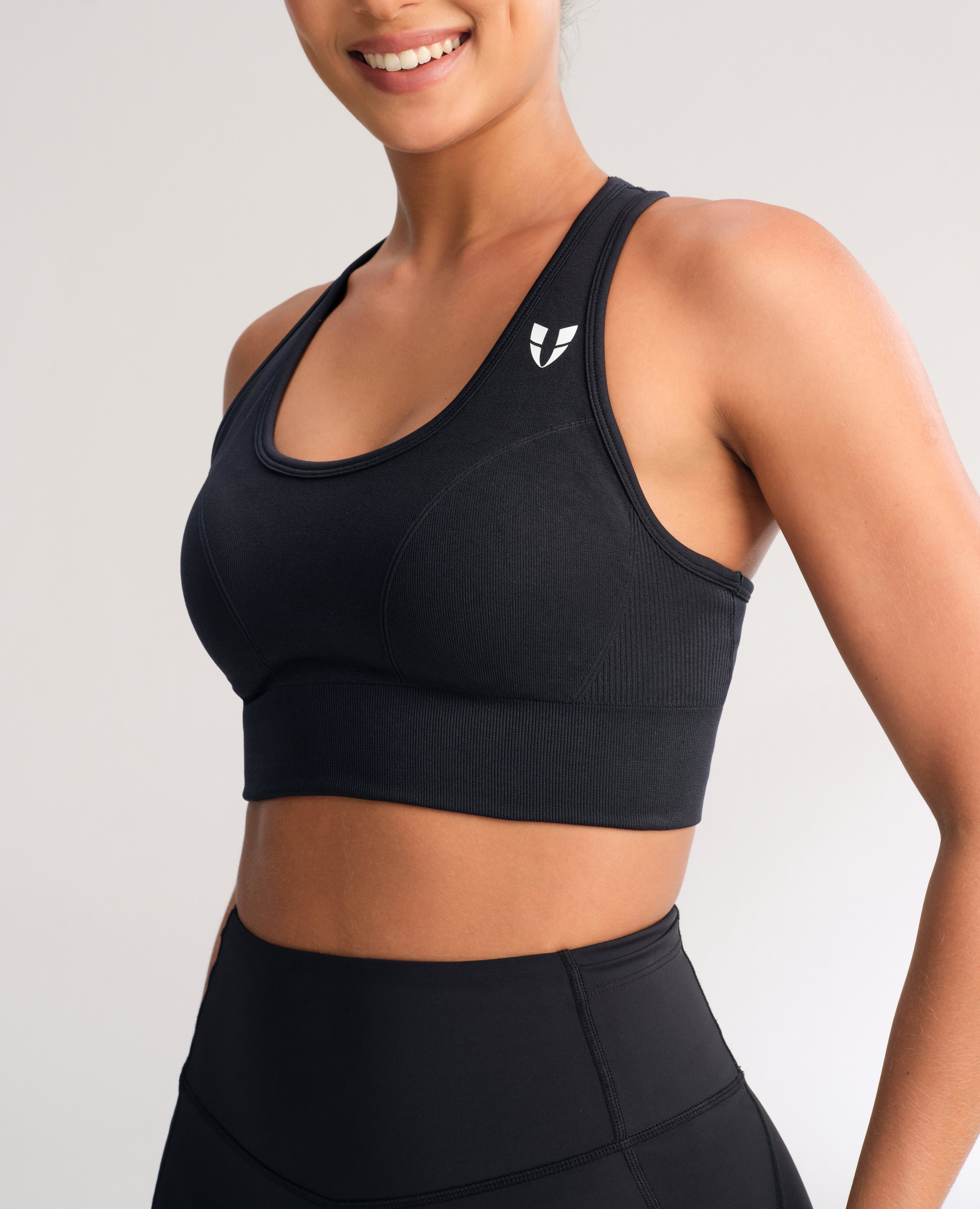 Sujetador de fitness sin costura - negro