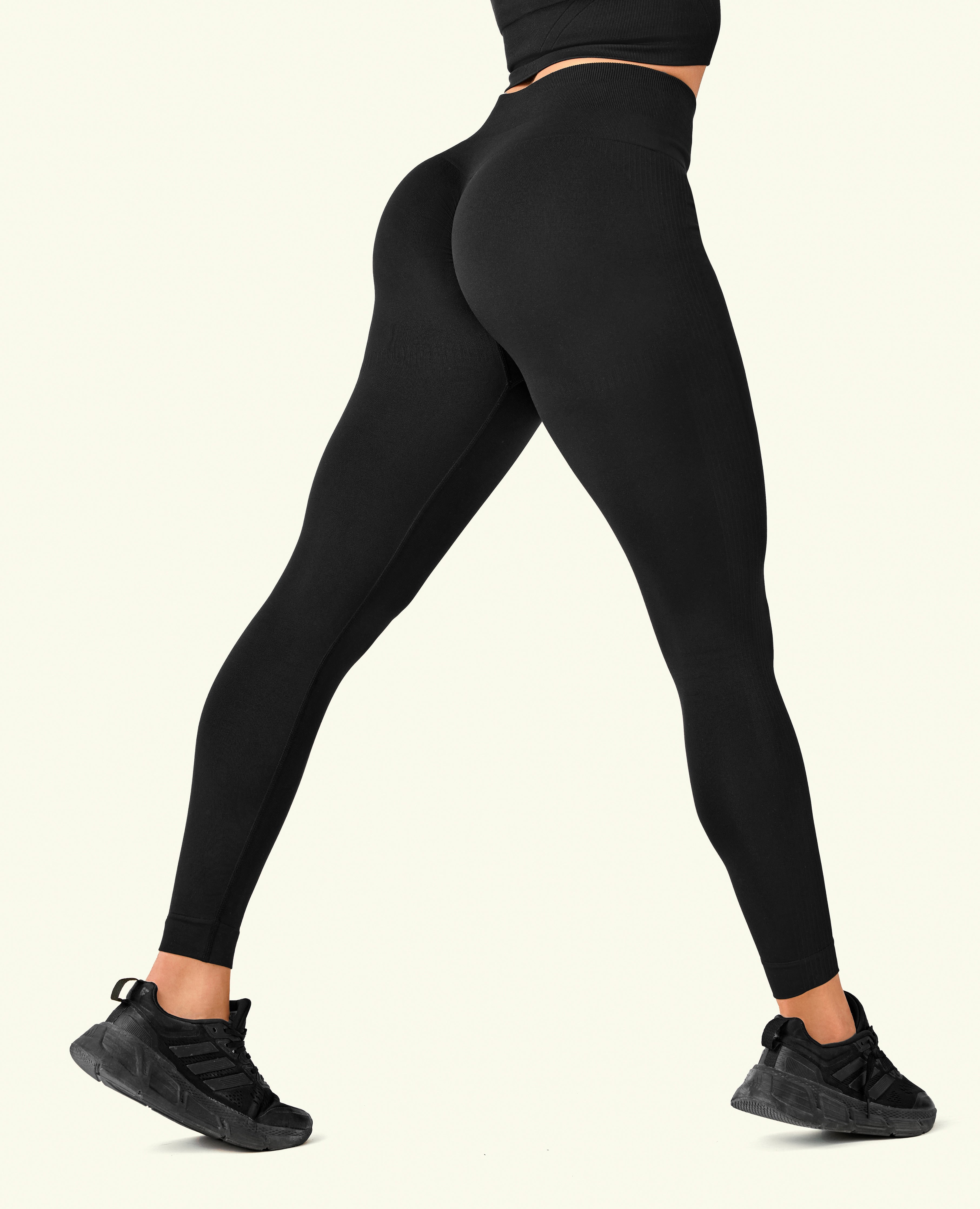 Ribbed butt lift leggings - Black