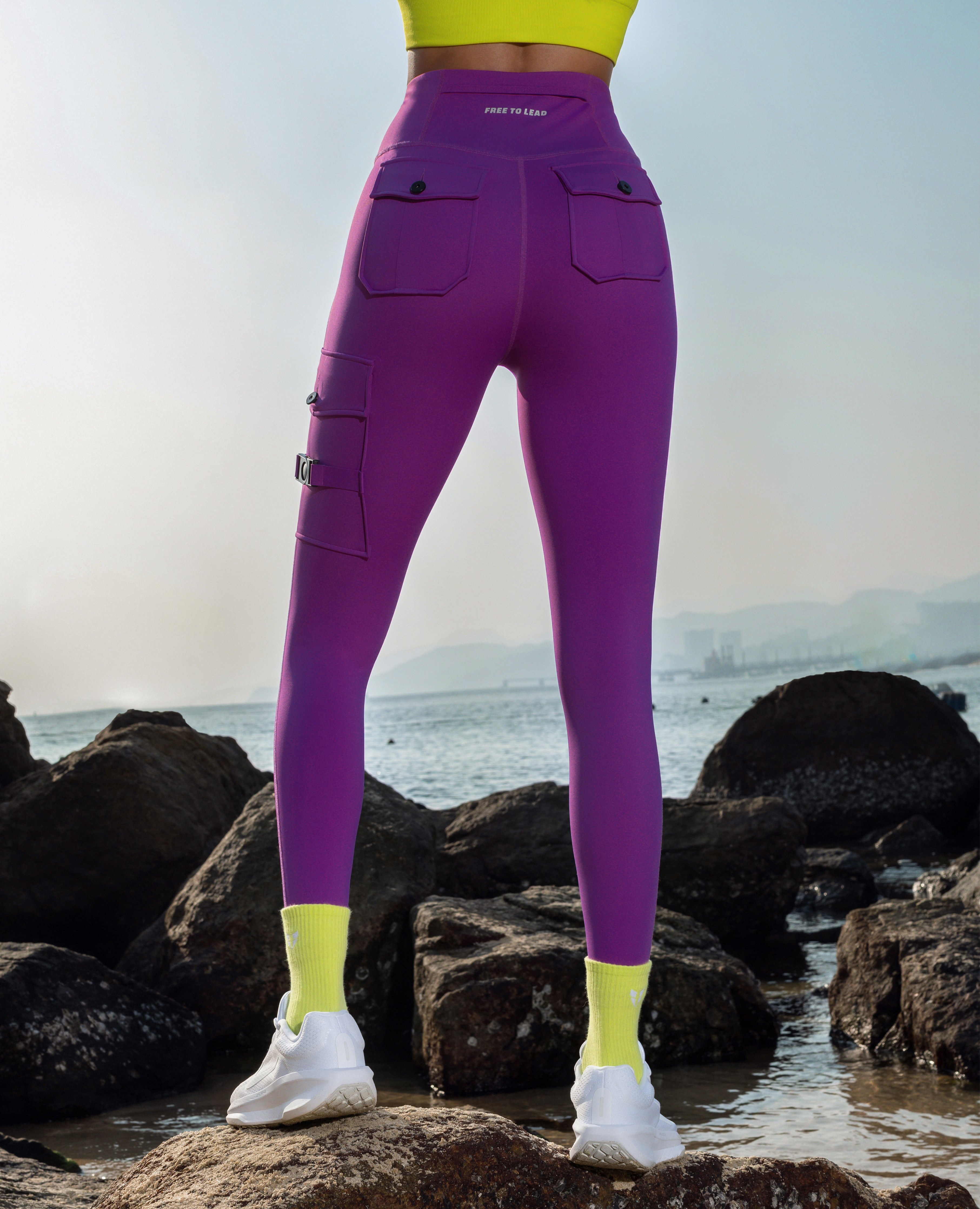 Cargo High - Leggings de poche à la taille plus - Violet