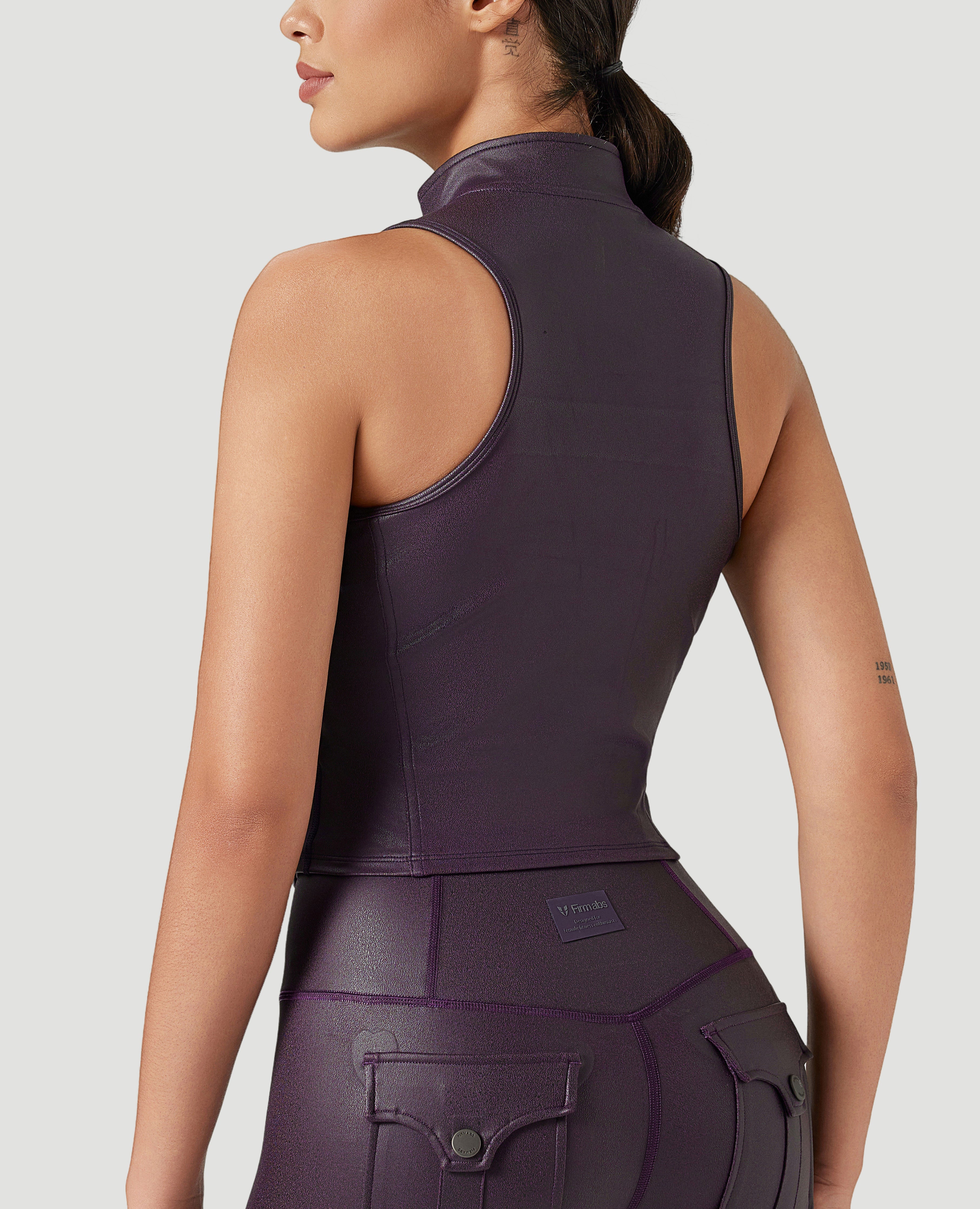 Faux Leather Moto Vest - Lila