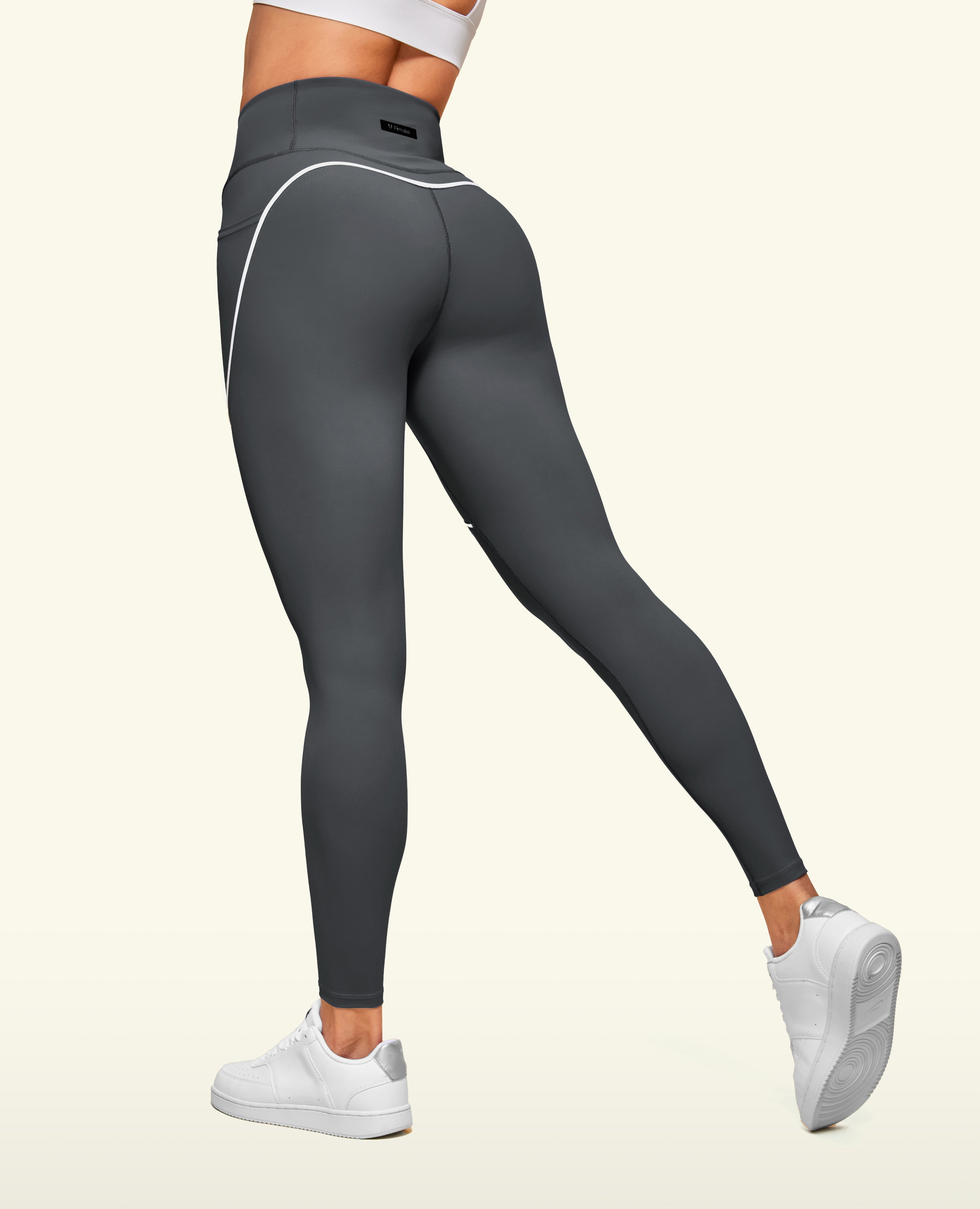 Leggings de poche à taille haute avant zip - gris