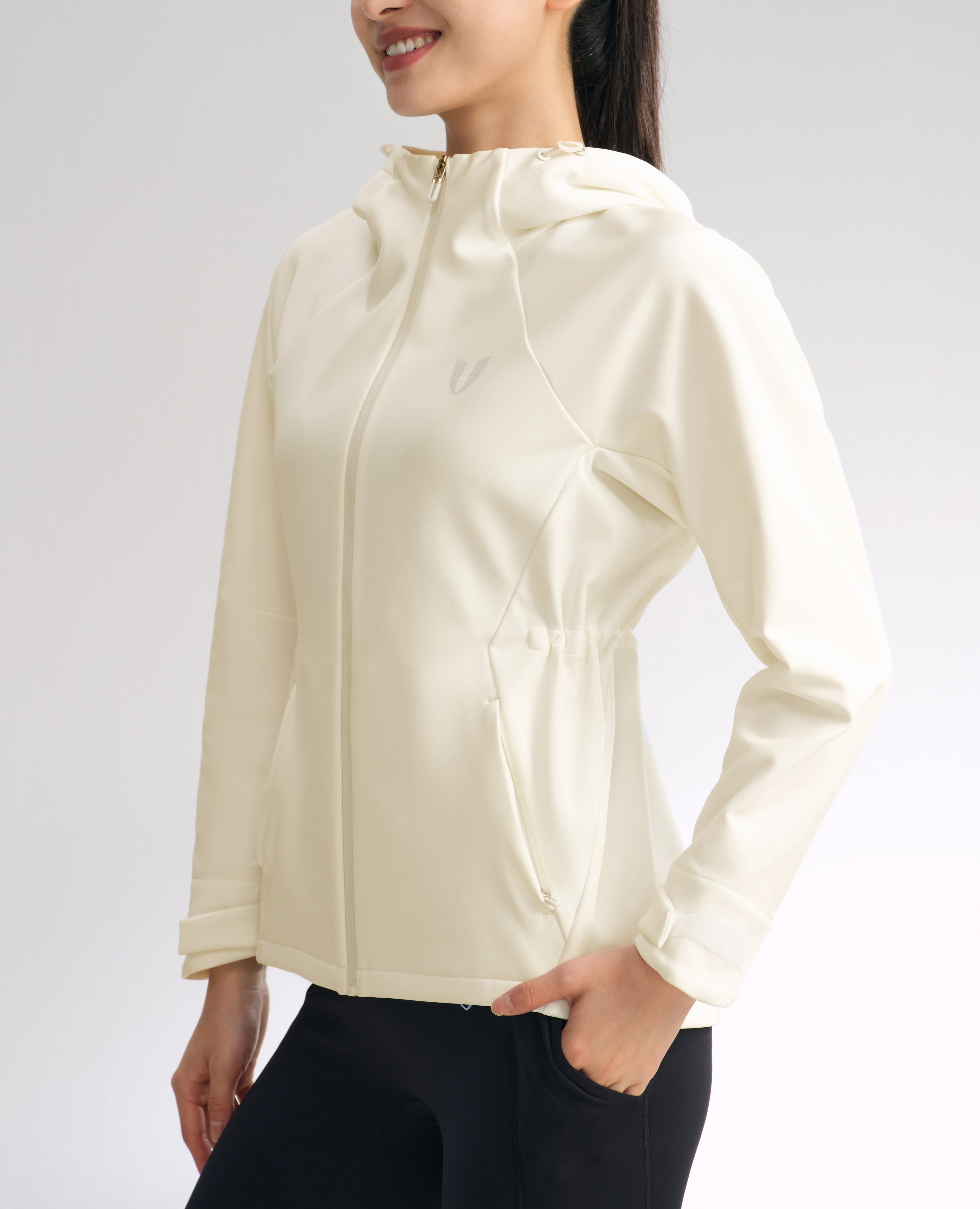 Fleecegefütterte Kapuzenjacke mit Reißverschluss - Weiß