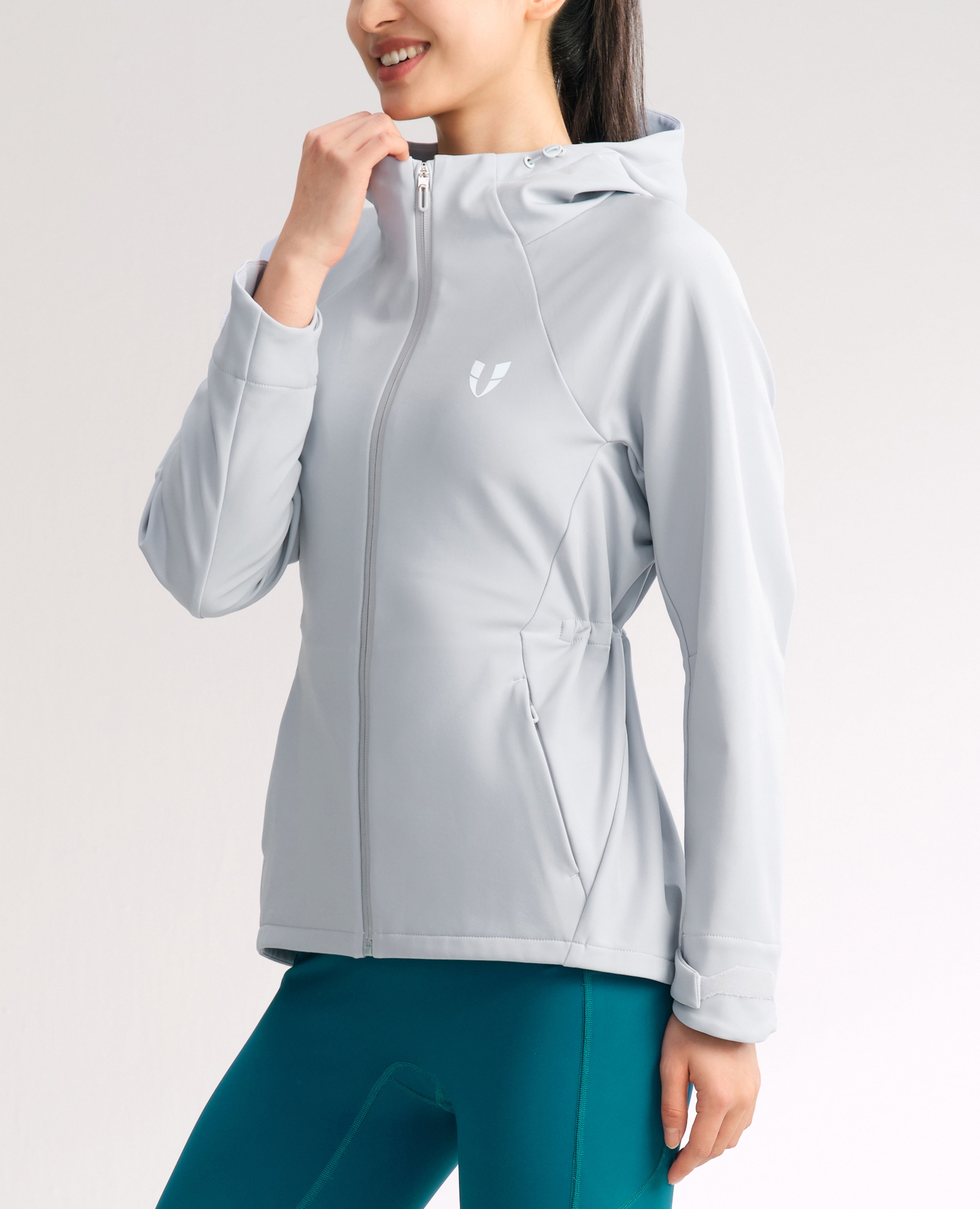 Fleecegefütterte Kapuzenjacke mit Reißverschluss – Grau