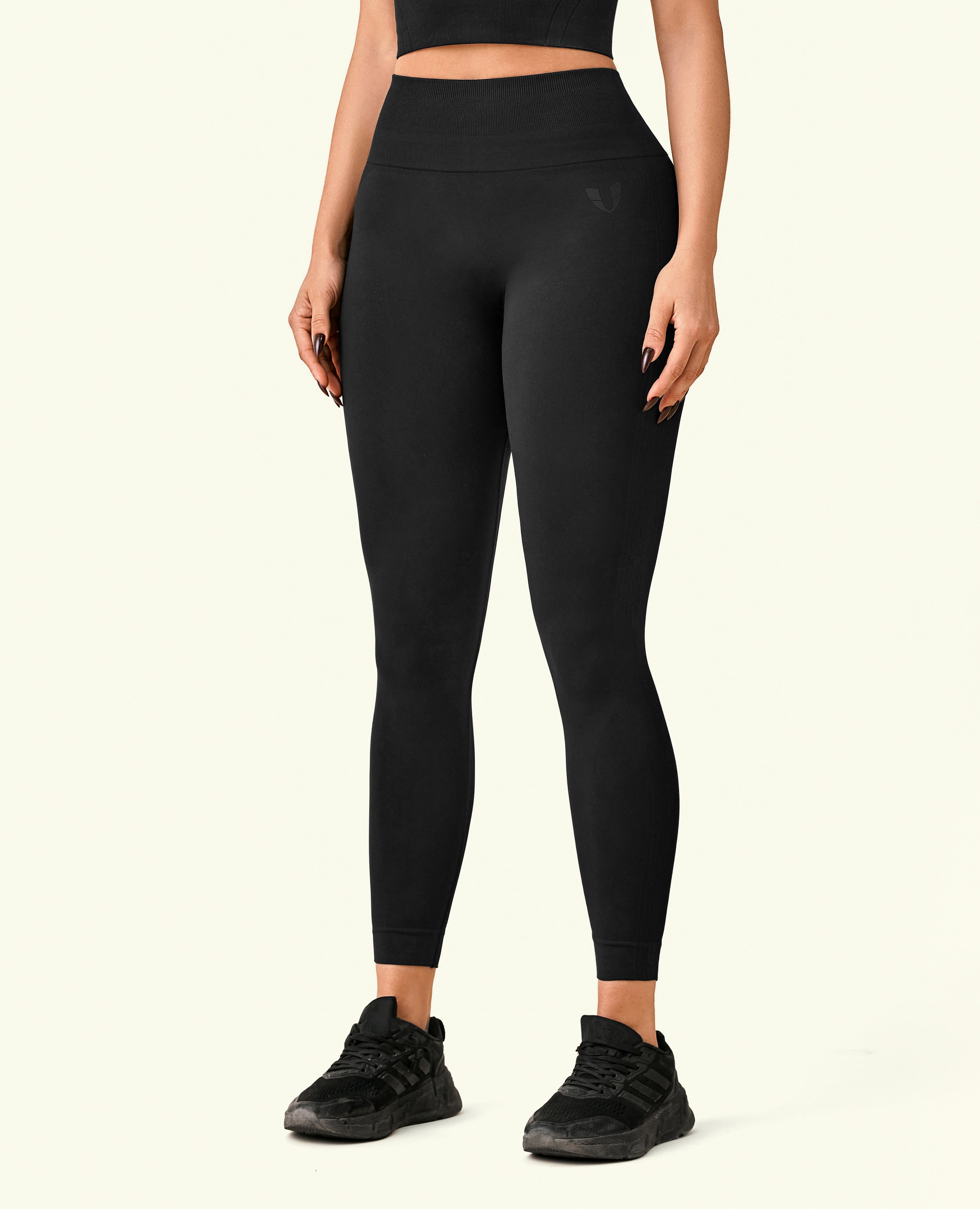 Ribbed butt lift leggings - Black