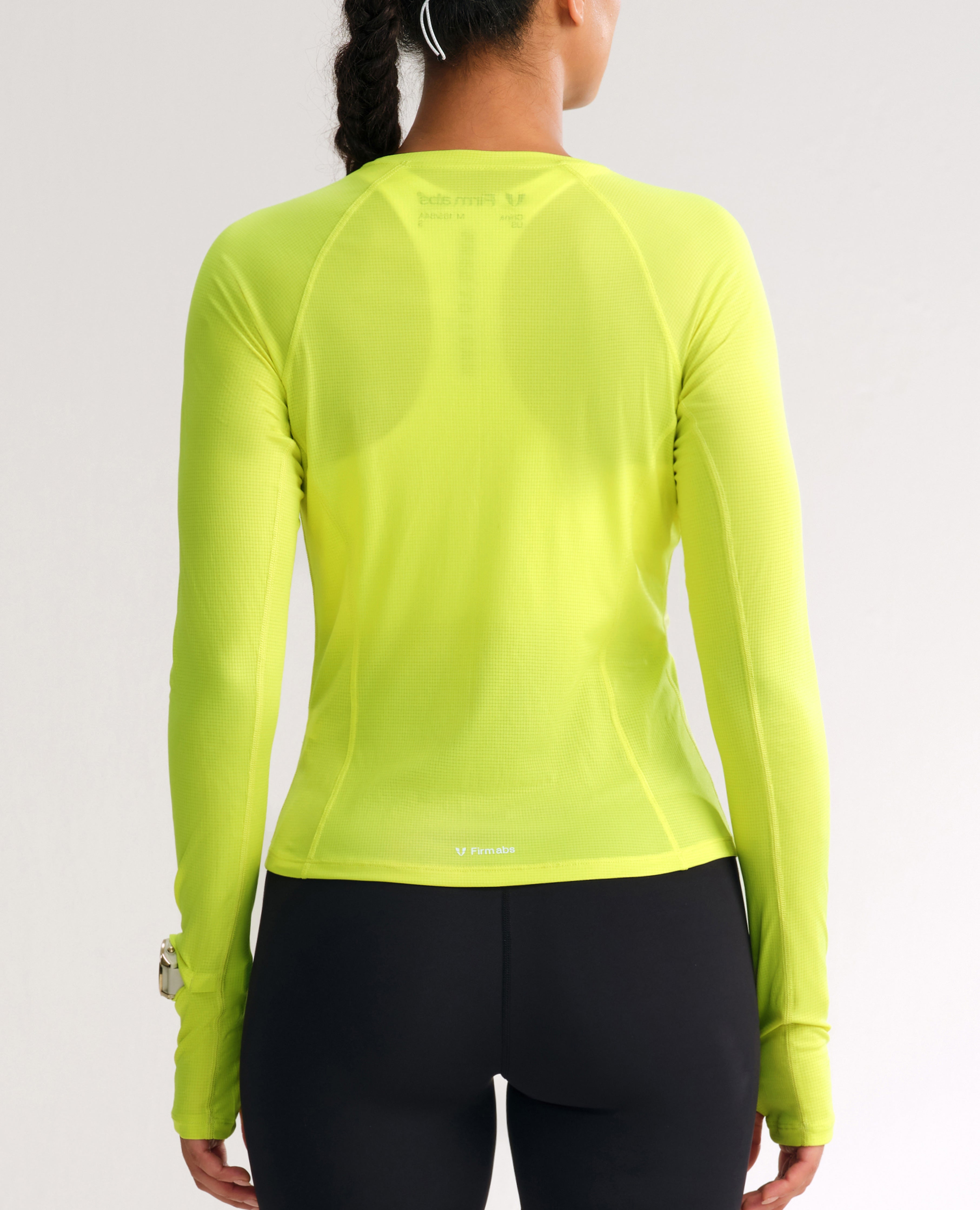 Reflective Waistline Workout Long Sleeve Top - Lemon Yellow