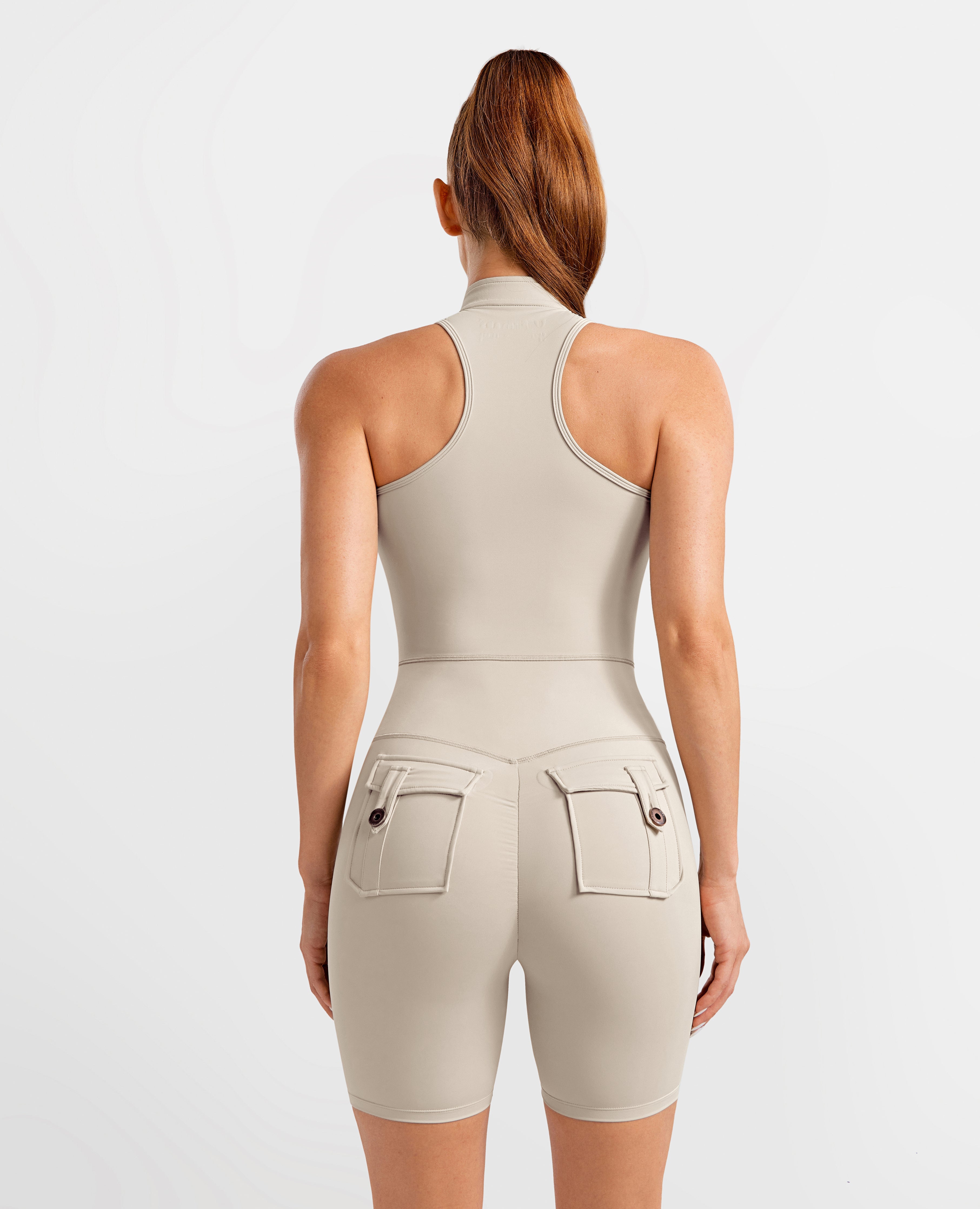 Cargo Pocket Short Bodysuit - Khaki
