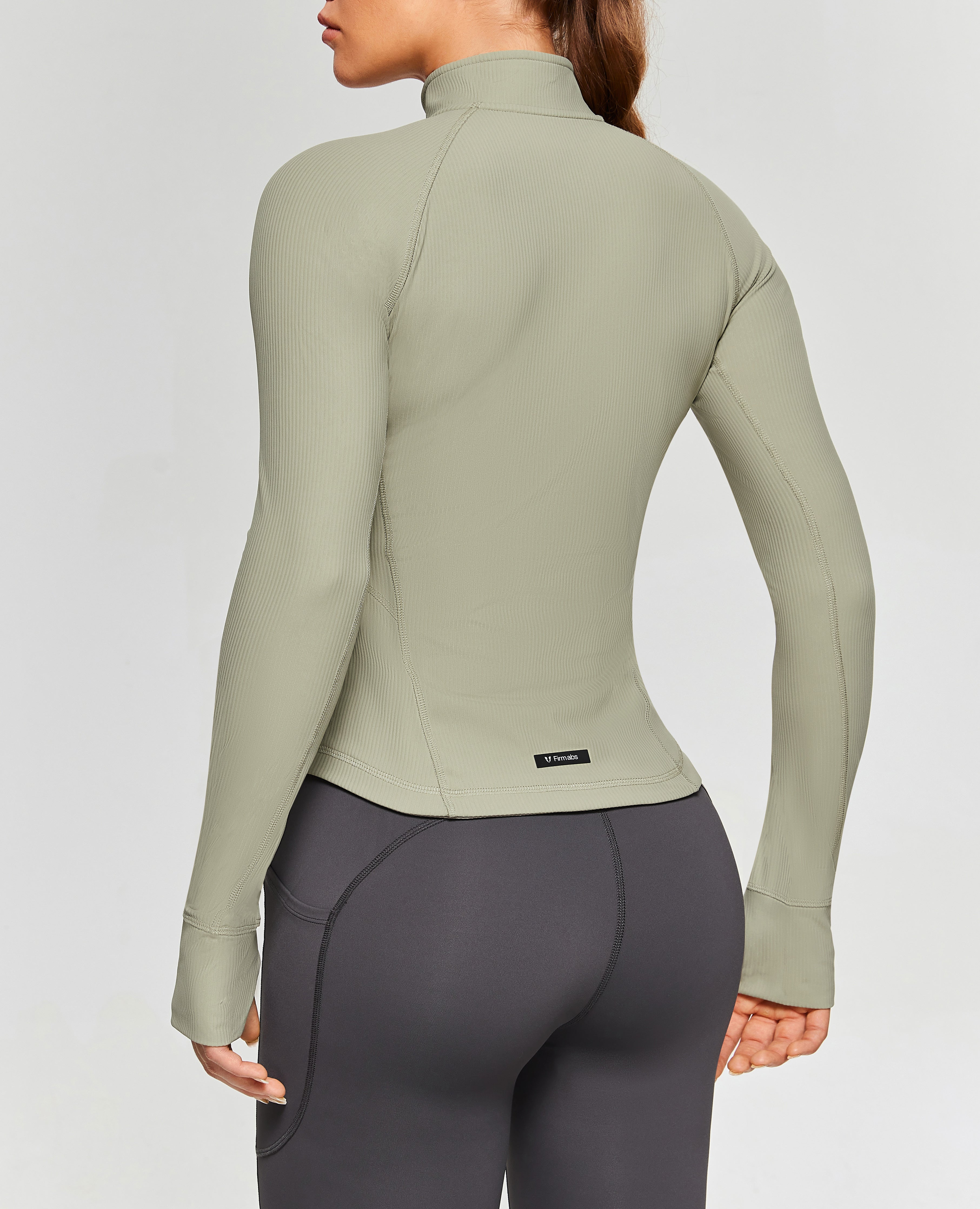 Veste de gym côtelée - vert gris