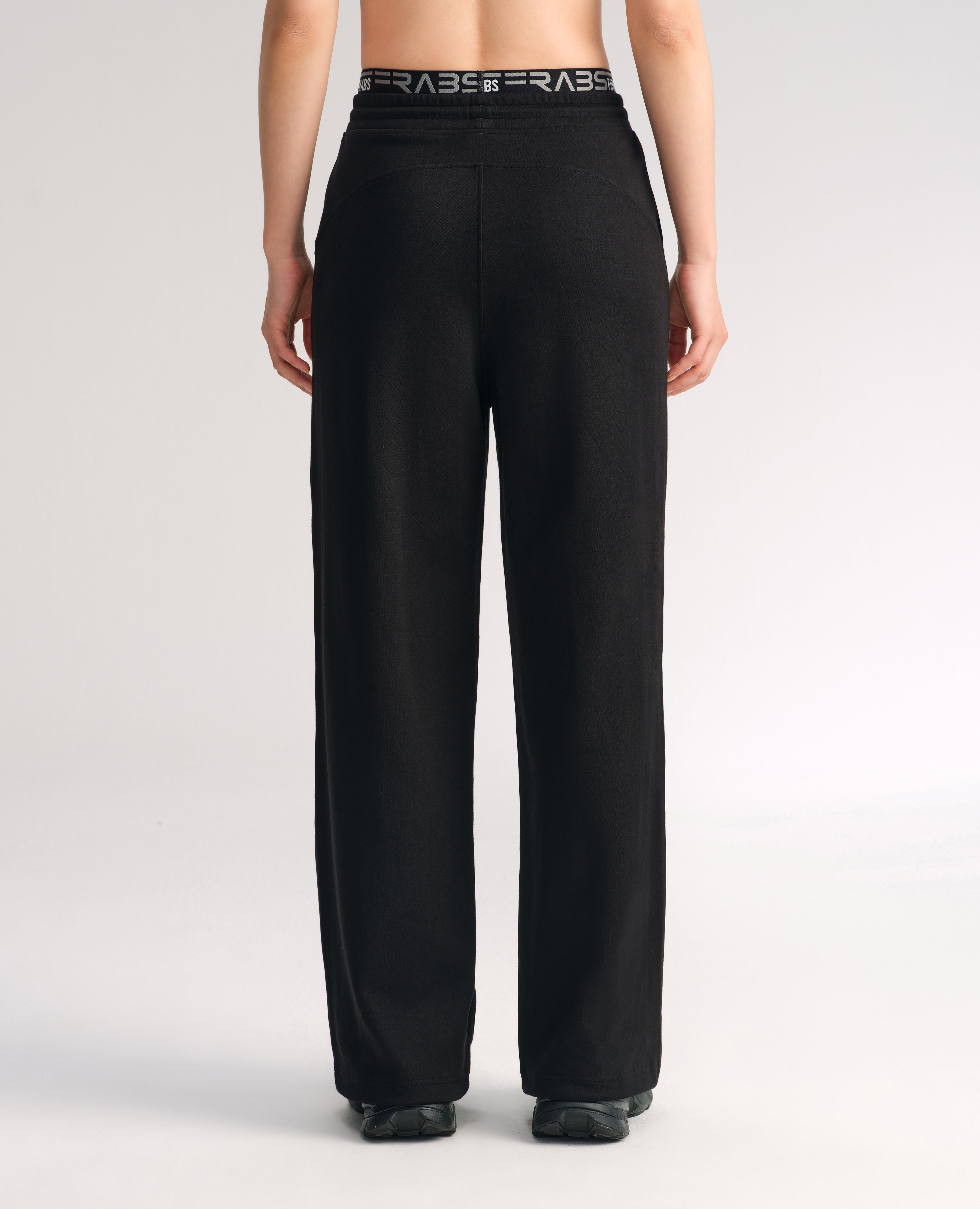 Loose Fit Athletic Drawstring Pants - Black