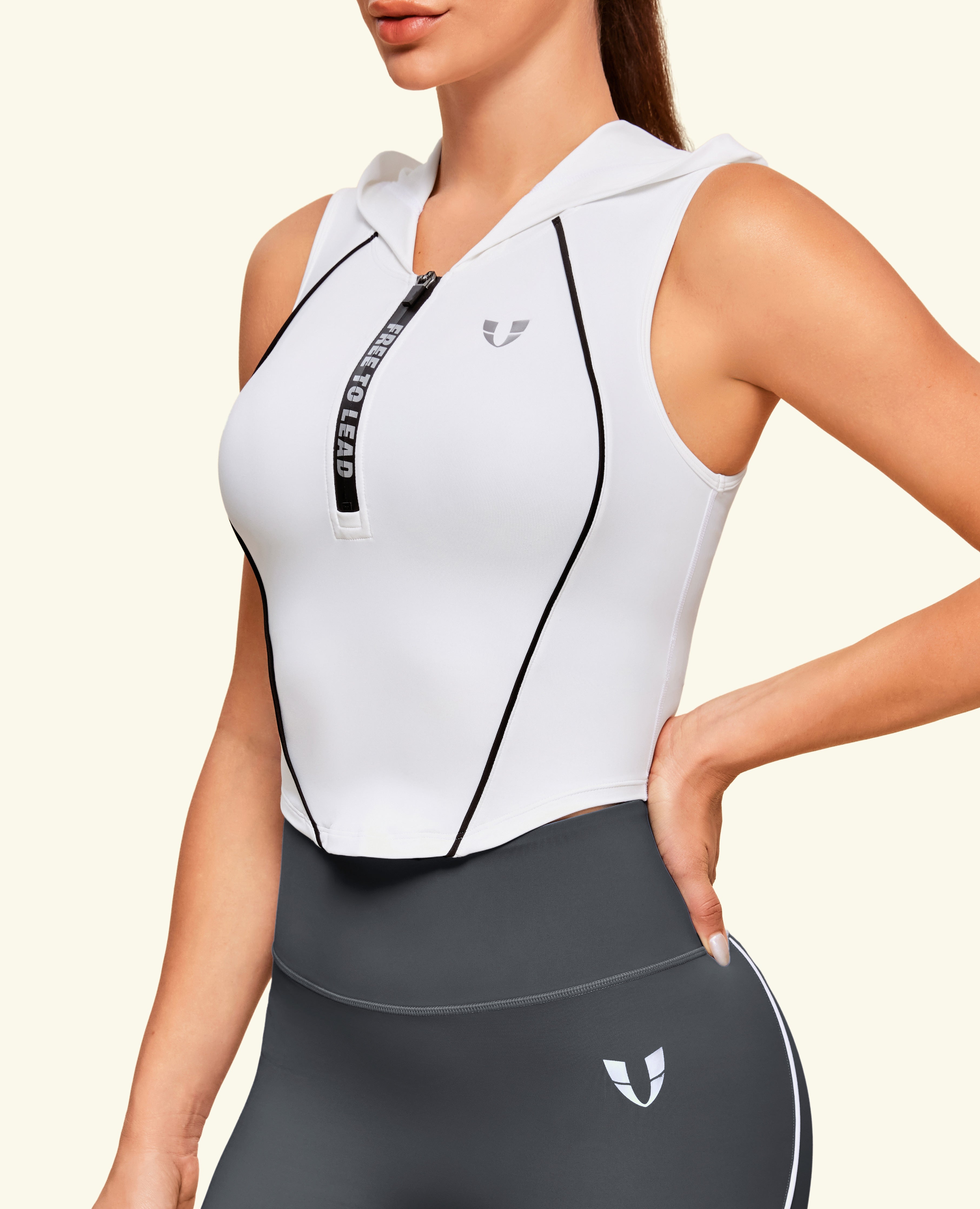 Full Zip Hoodie Vest - Weiß