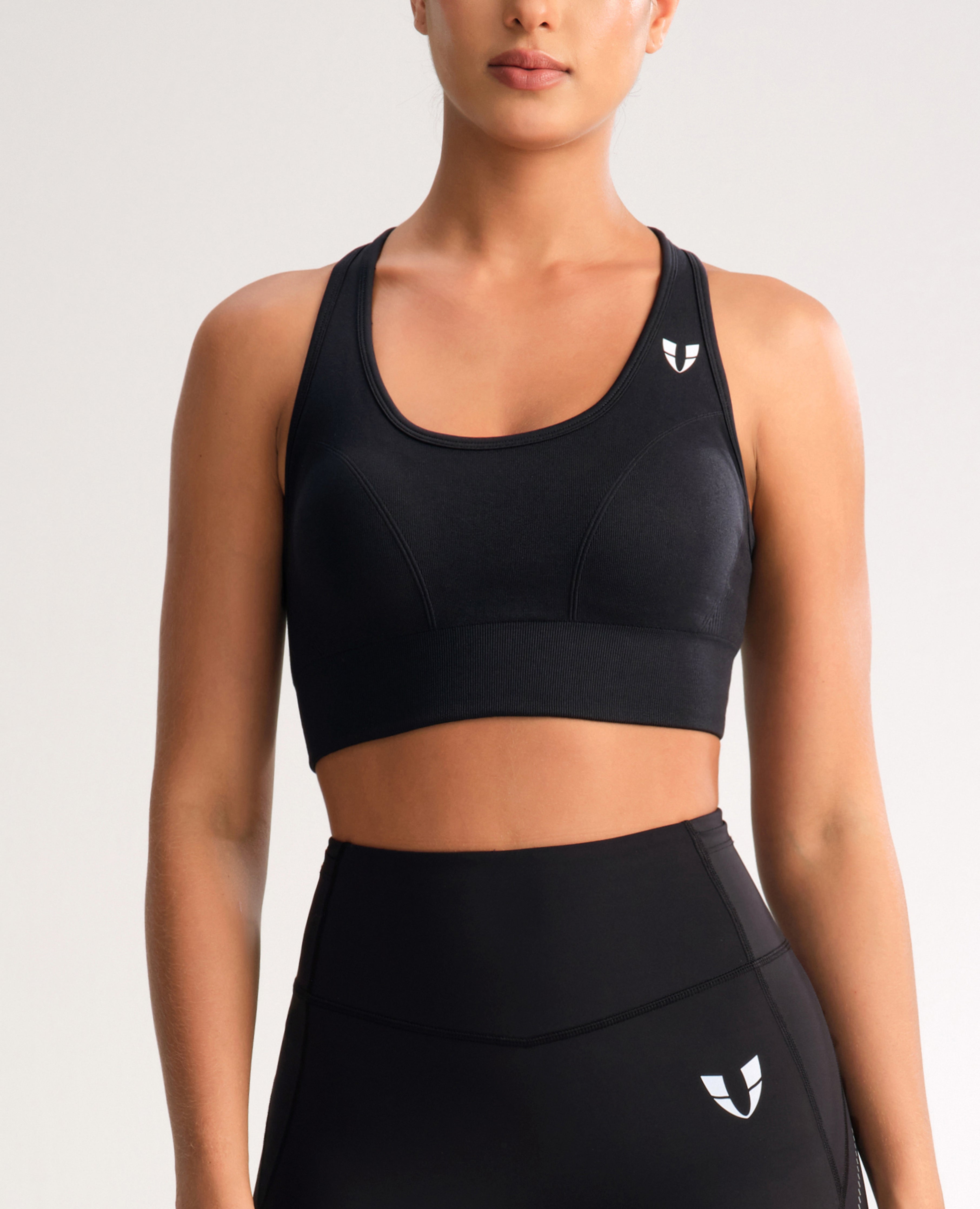 Sujetador de fitness sin costura - negro
