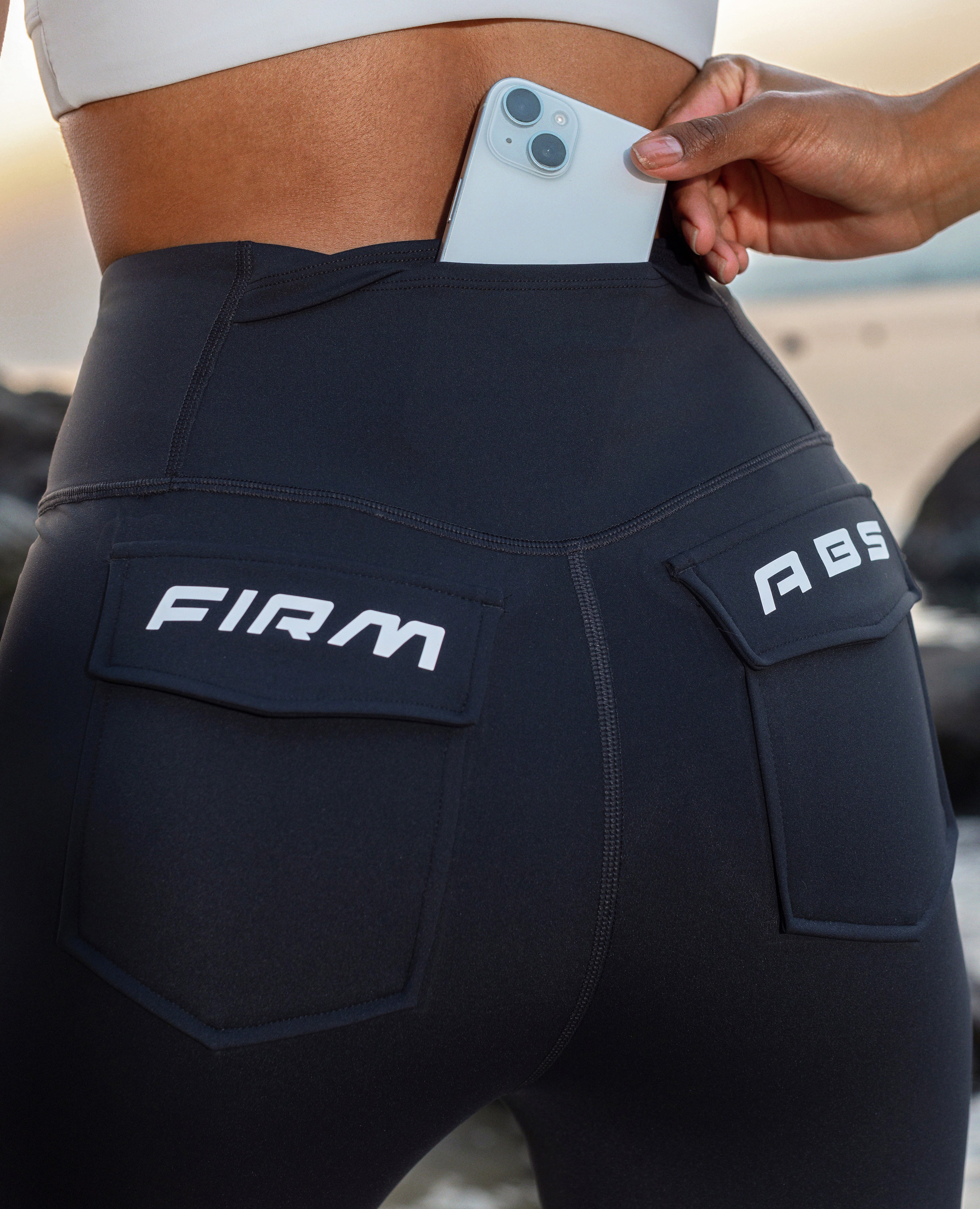 Leggings de bolsillos de carga clásicos de ABS Firm ABS - Negro