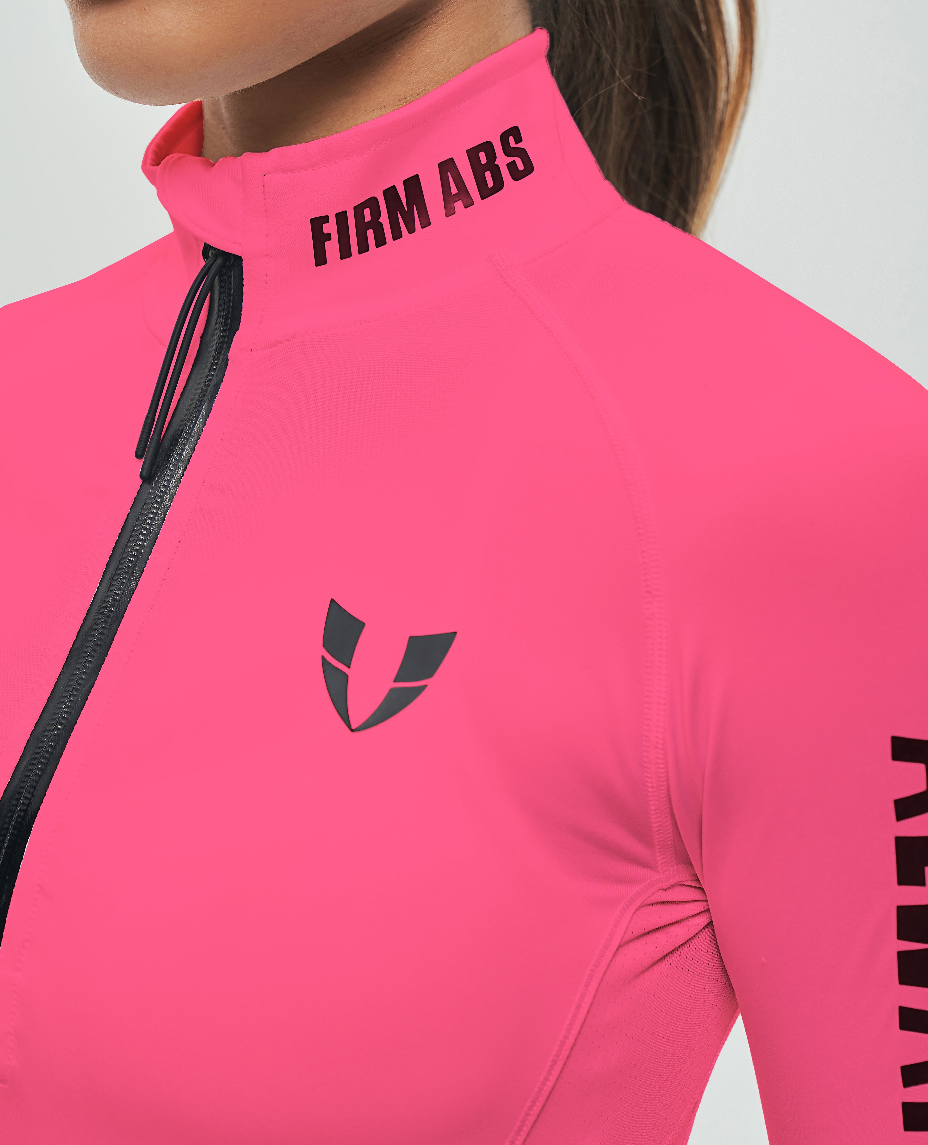 Half Zip Long Sleeve Top - Dunkelrosa