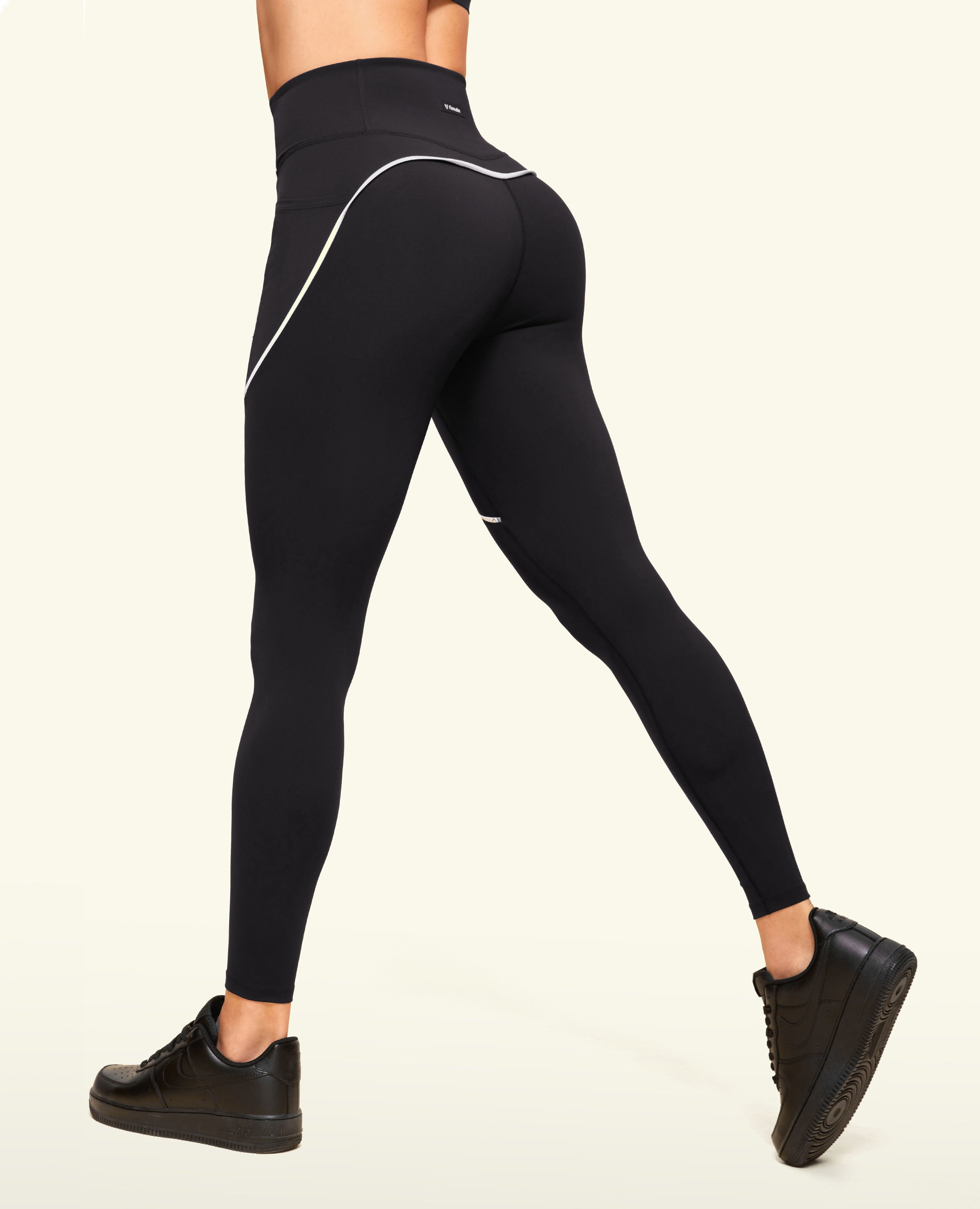 Zip Front High Waist Pocket Leggings - Schwarz