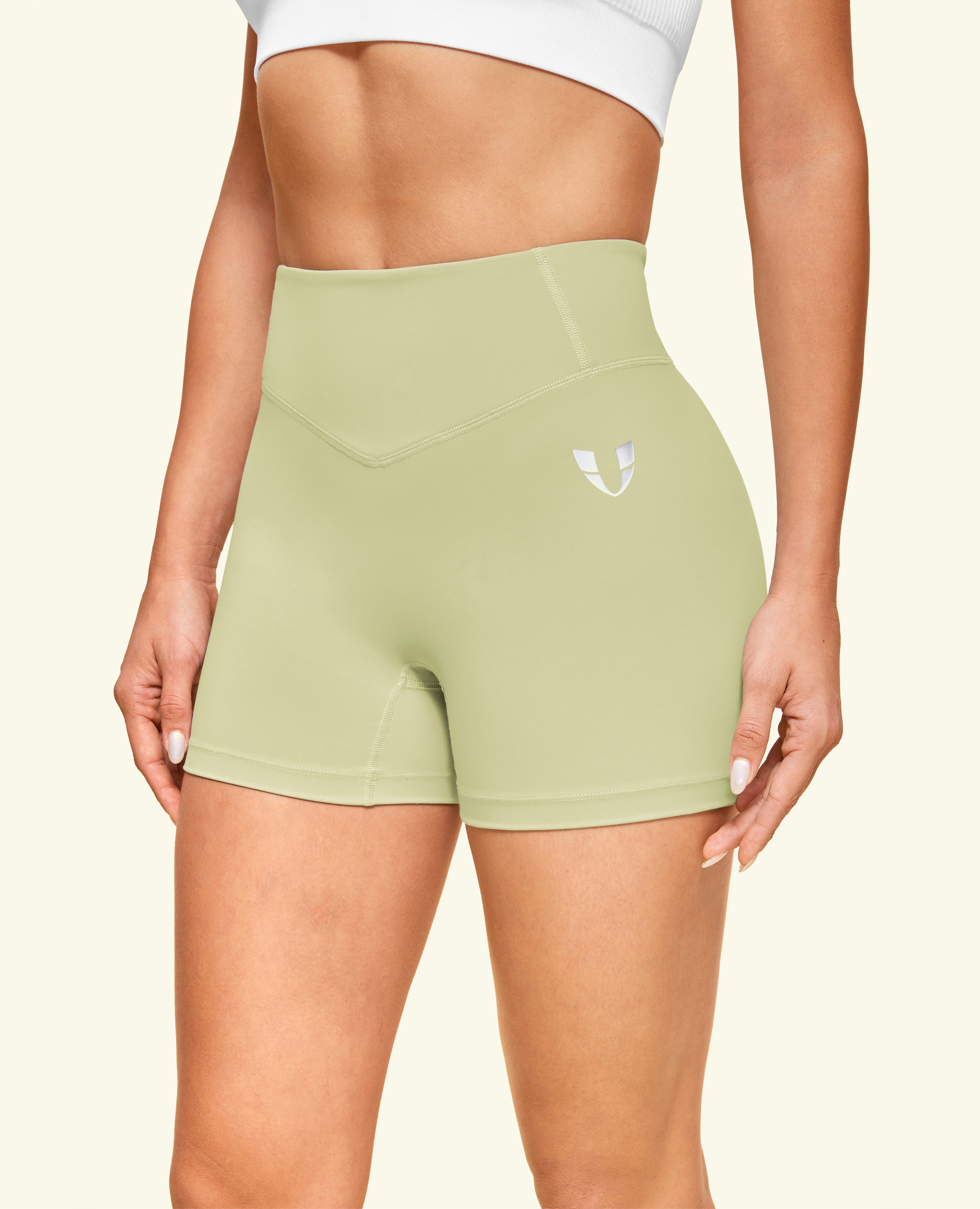 High Waist Gym Shorts - Erbsengrün