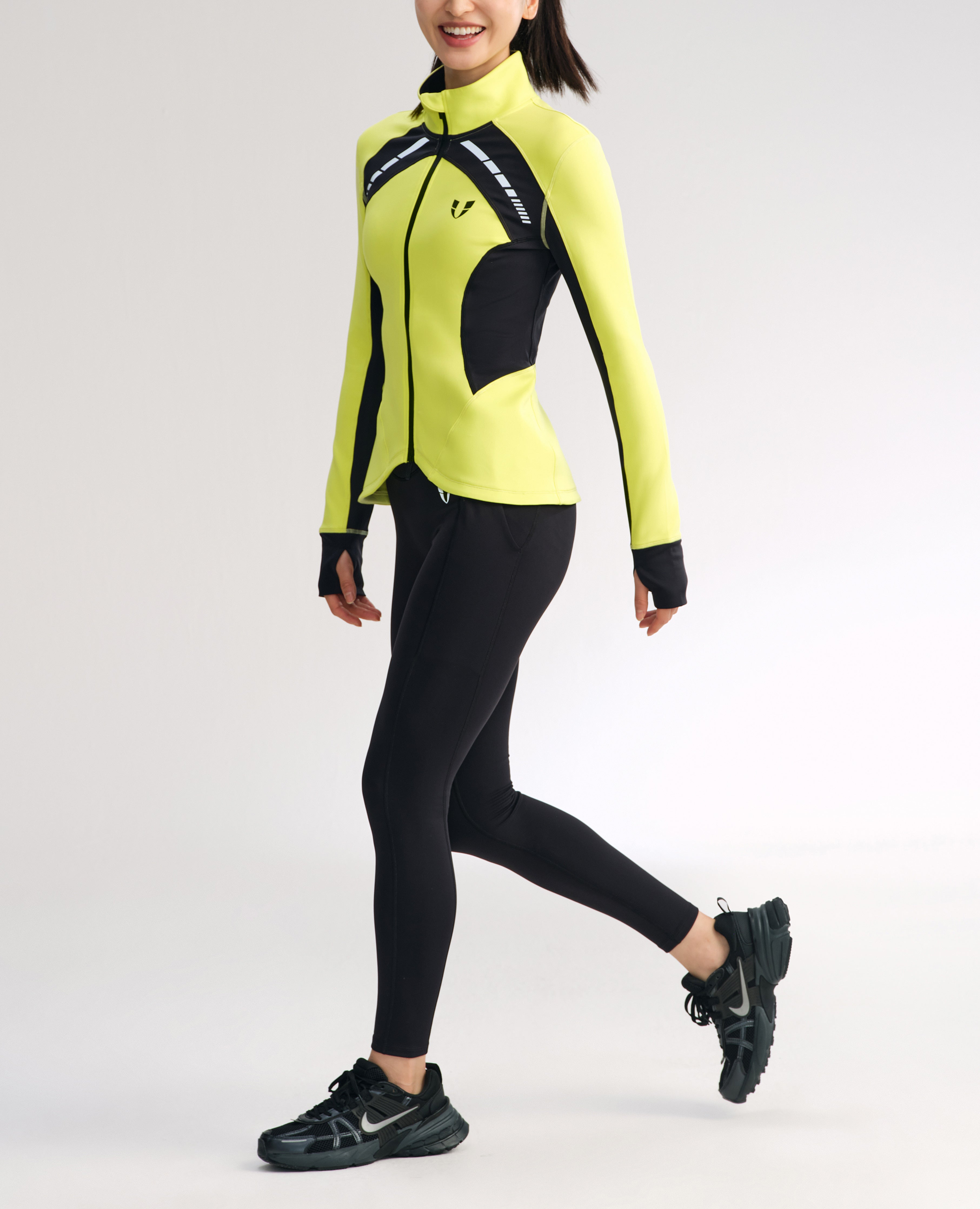 Veste athlétique coupe slim color block - Jaune citron et noir
