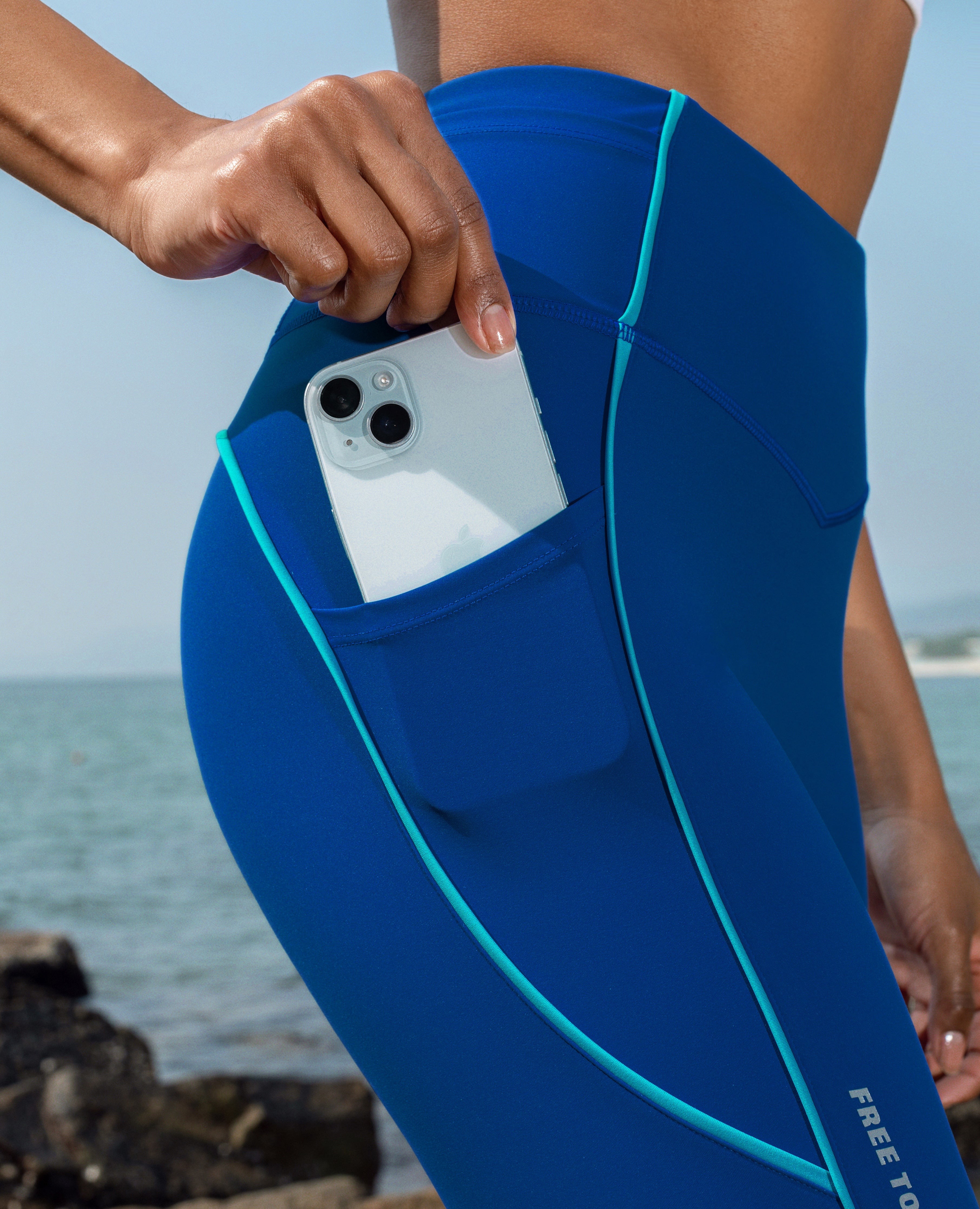 Butt Lifting Athletic Pockets Leggings - Blue
