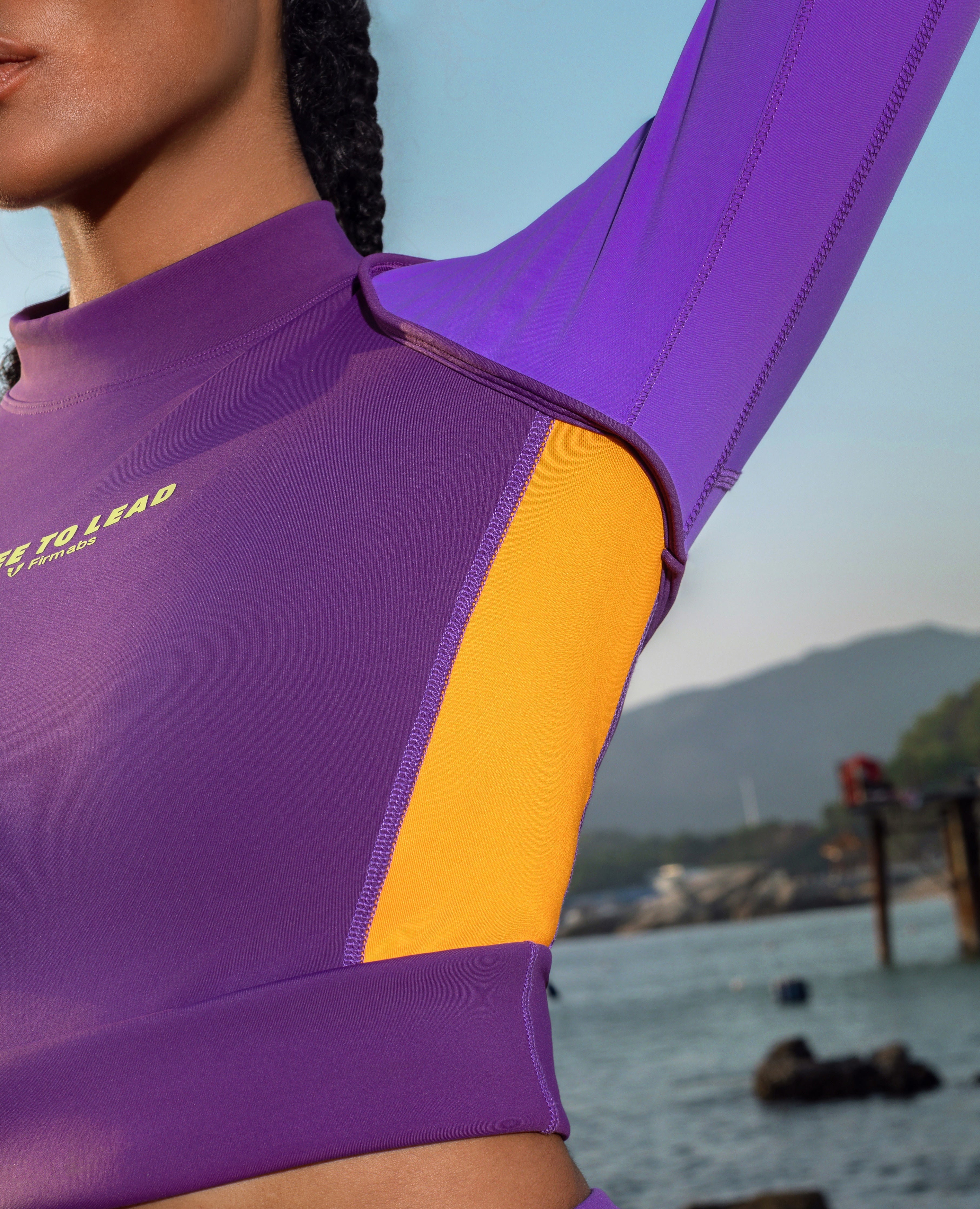Top de entrenamiento de manga larga en capas - morado