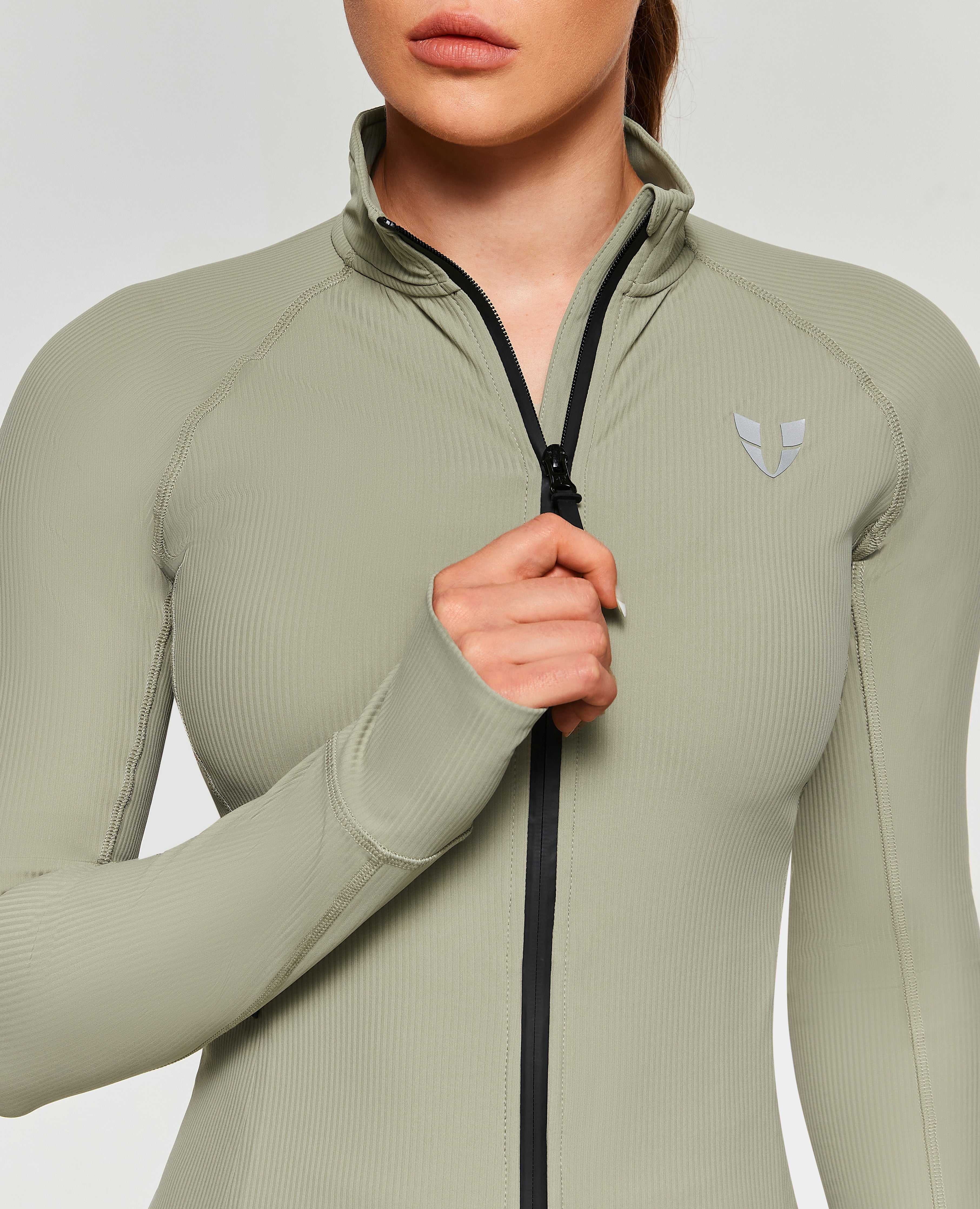 Veste de gym côtelée - vert gris