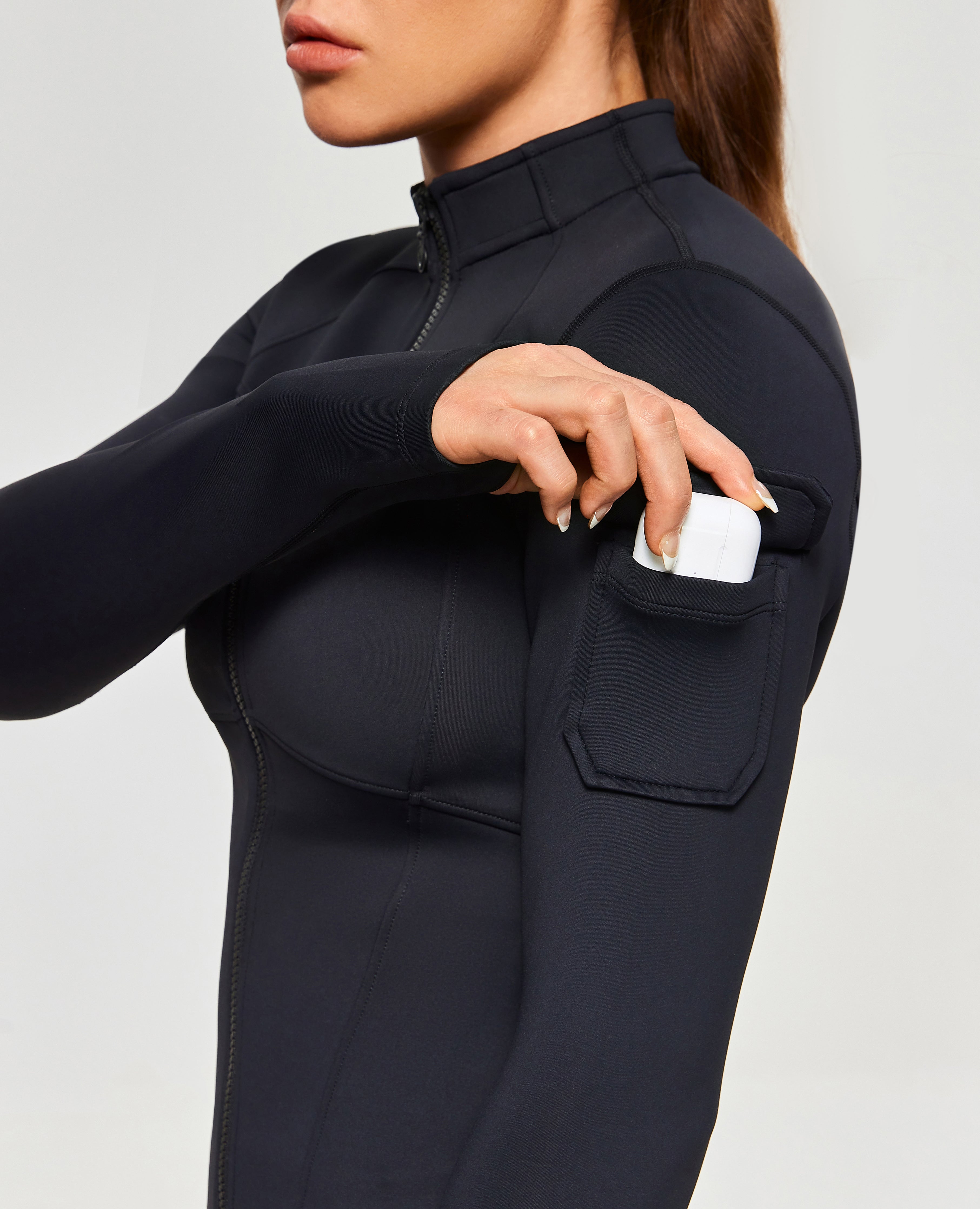Giacca da moto fitness collare di supporto - nero