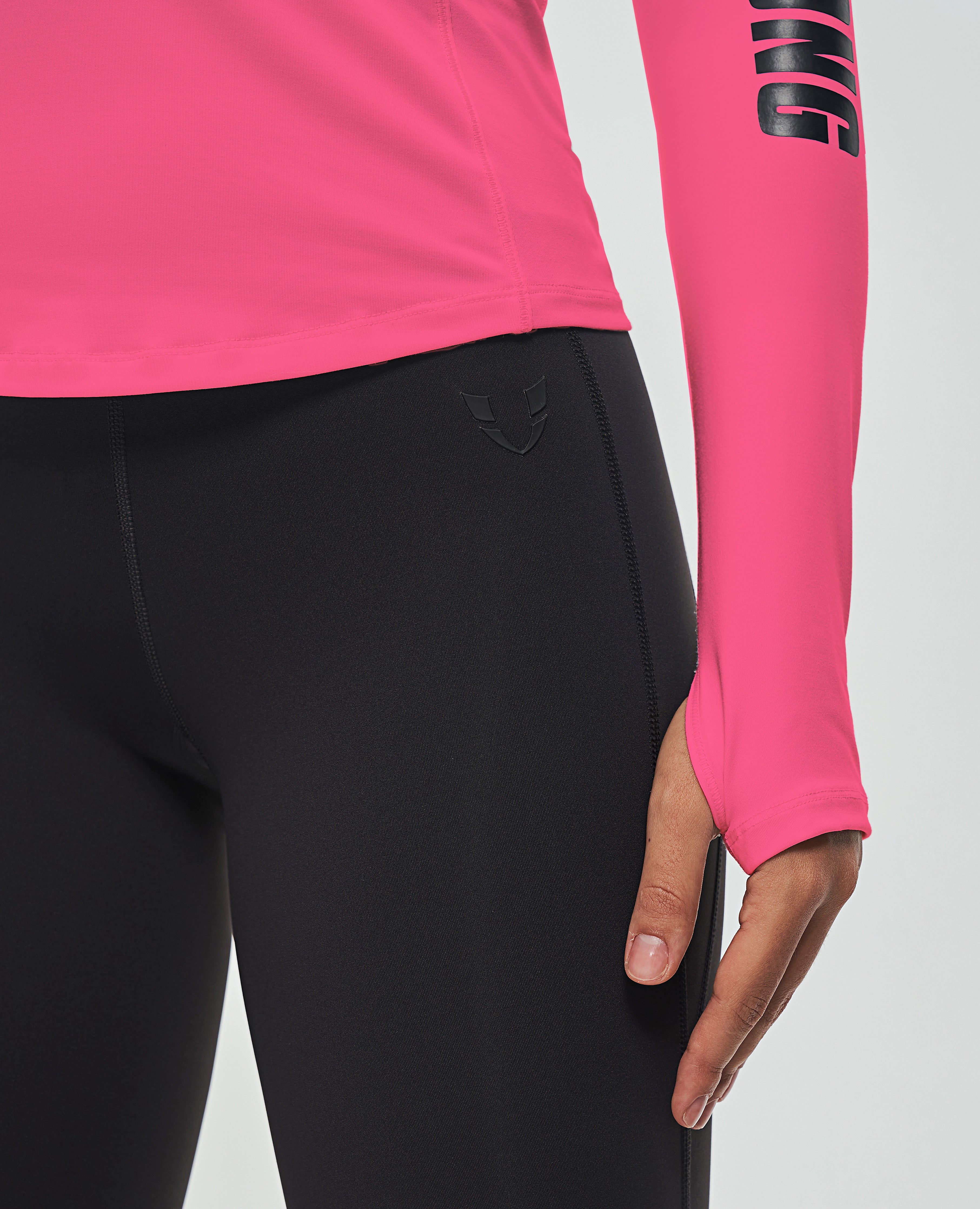 Half Zip Long Sleeve Top - Dunkelrosa