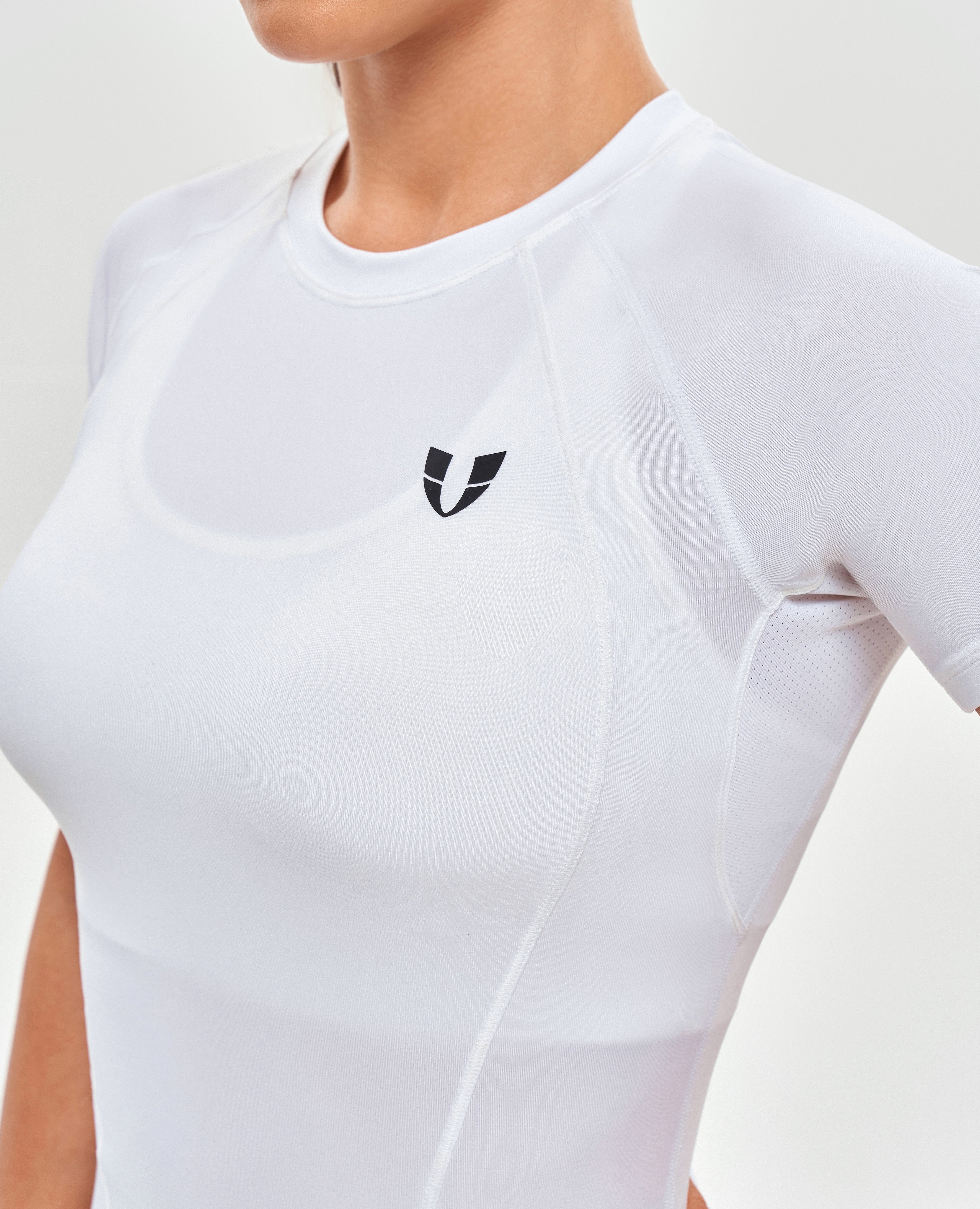 Rundhals-Sport-T-Shirt – Weiß