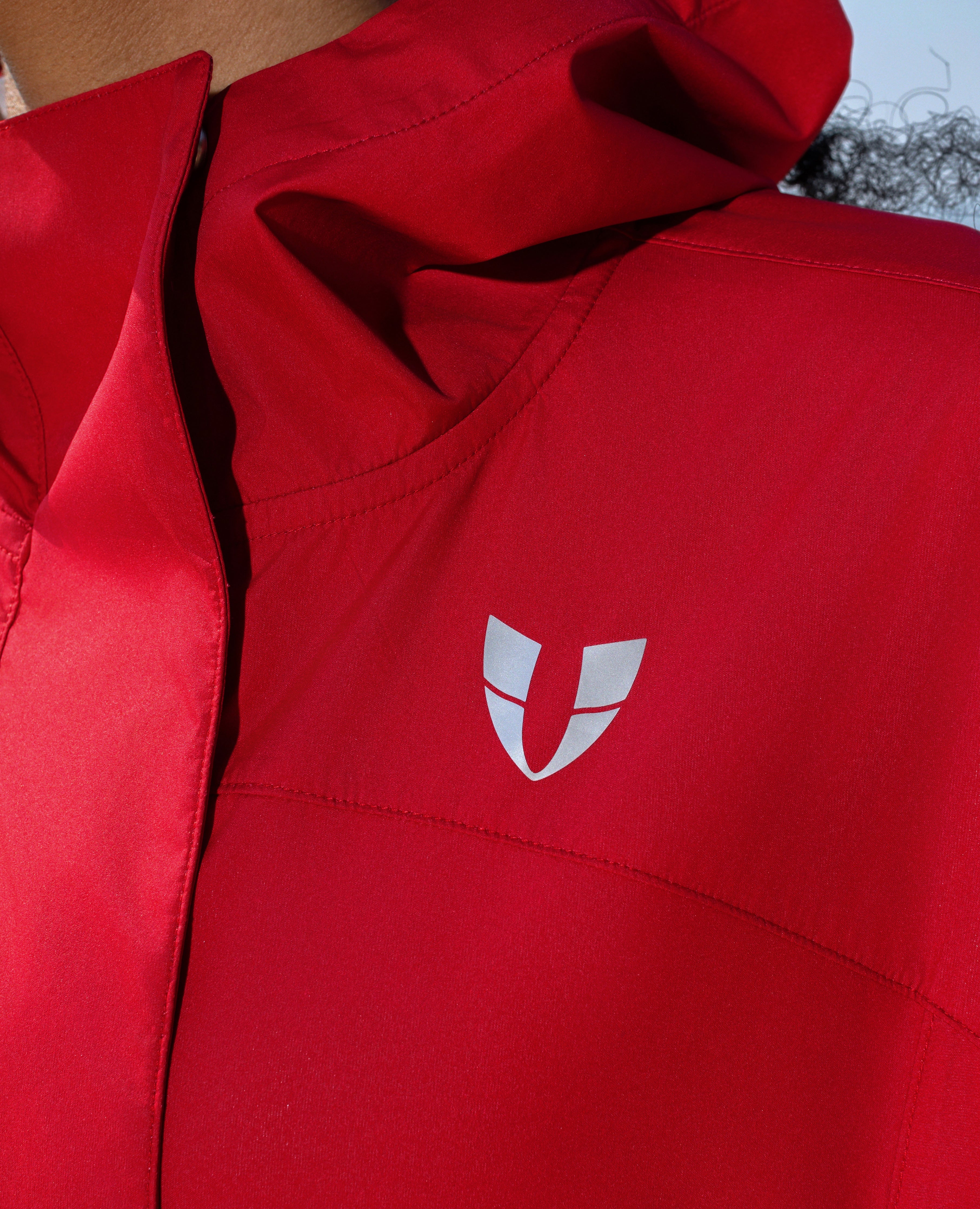 Loose Fit Workout Zip Drawstring Hoodie Jacket - Red