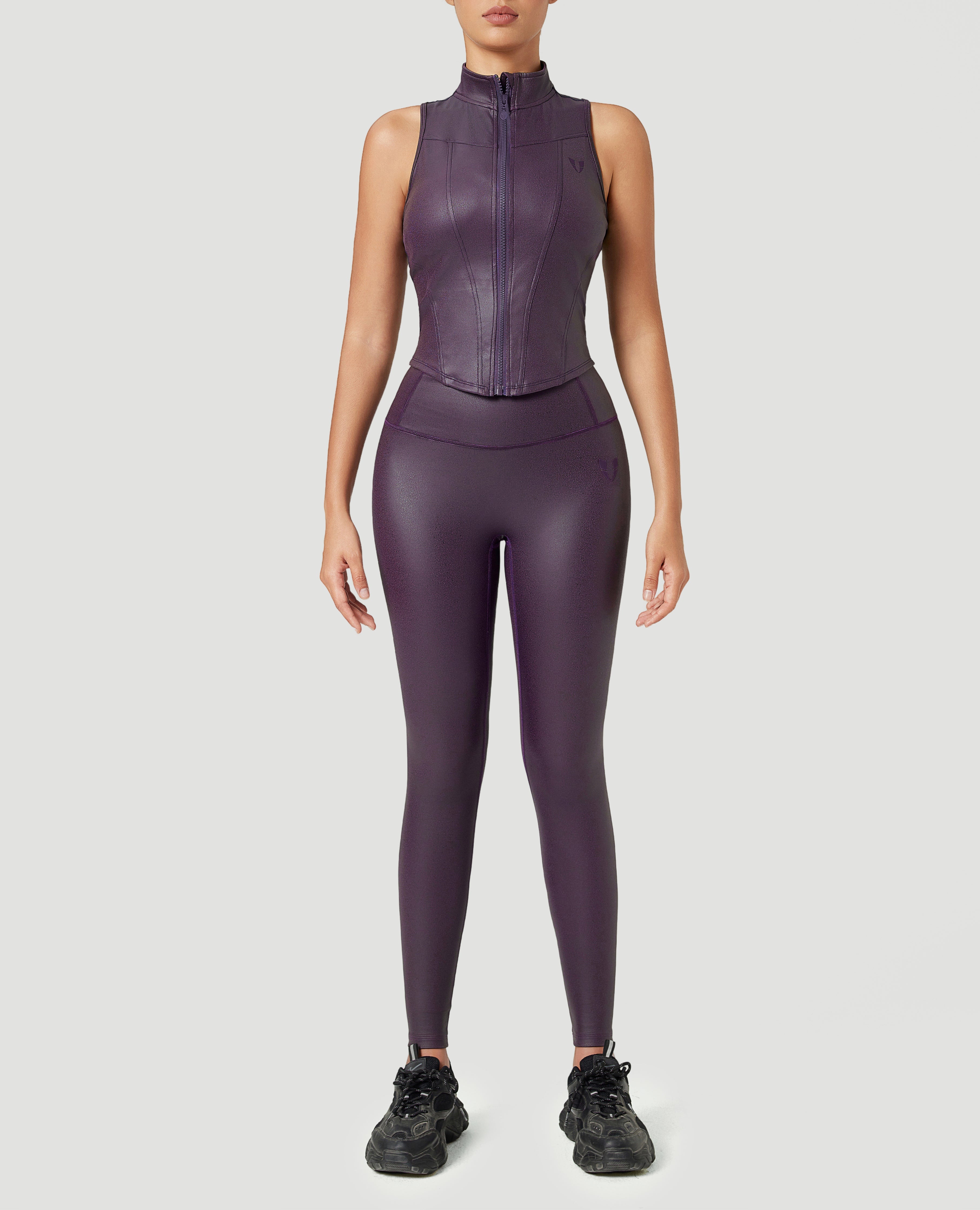 Faux Leather Moto Vest - Lila