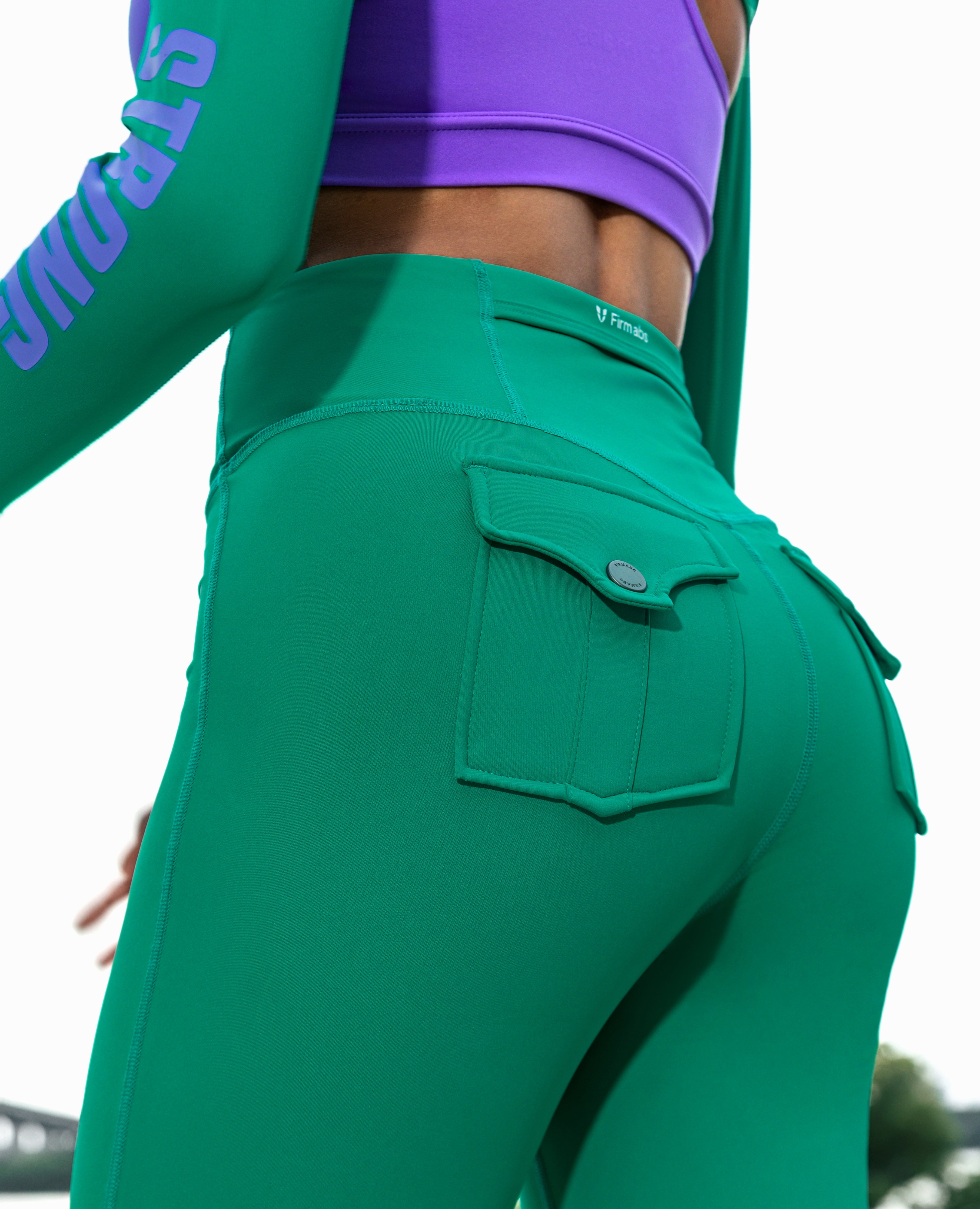 Potenti leggings da carico con cintura - verde