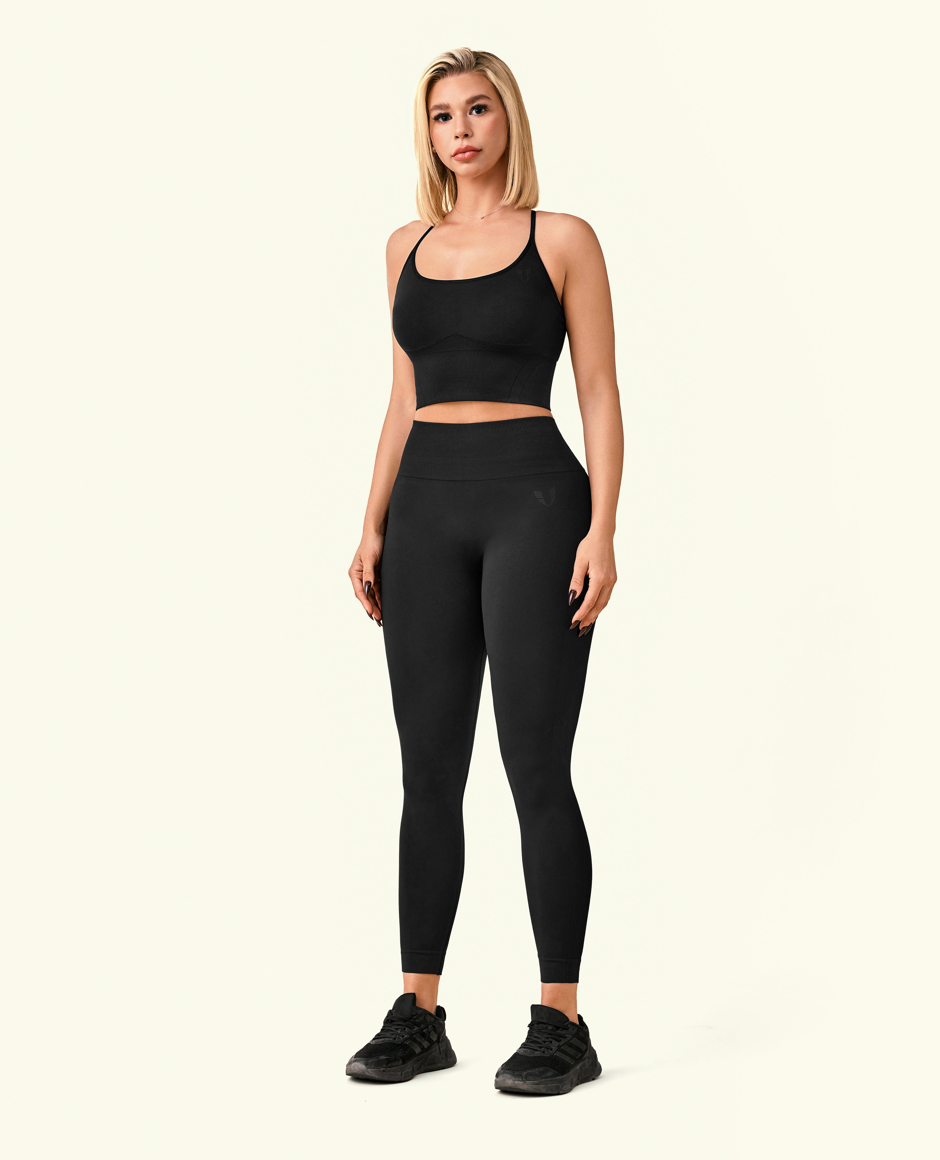 Ribbed butt lift leggings - Black
