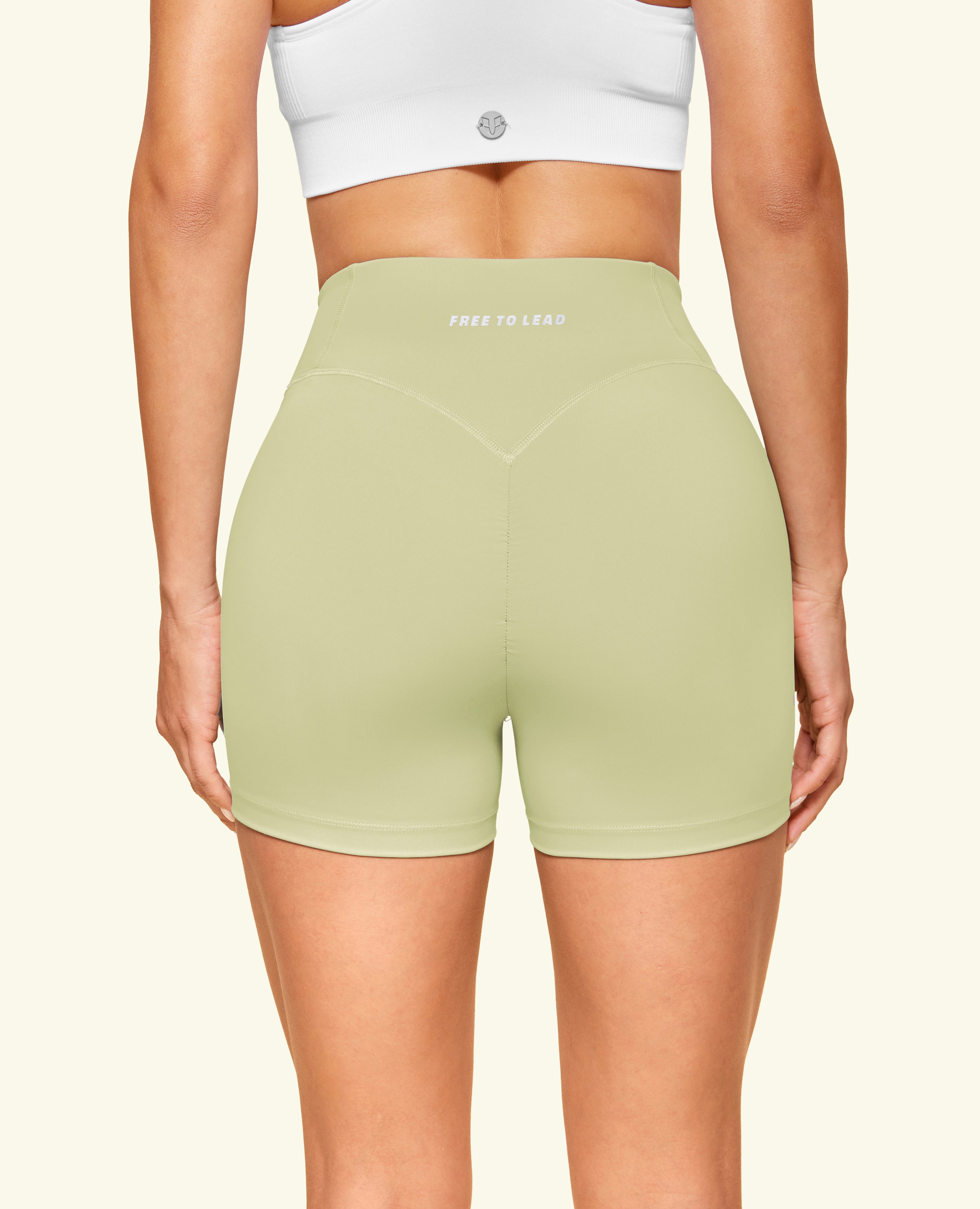 High Waist Gym Shorts - Erbsengrün