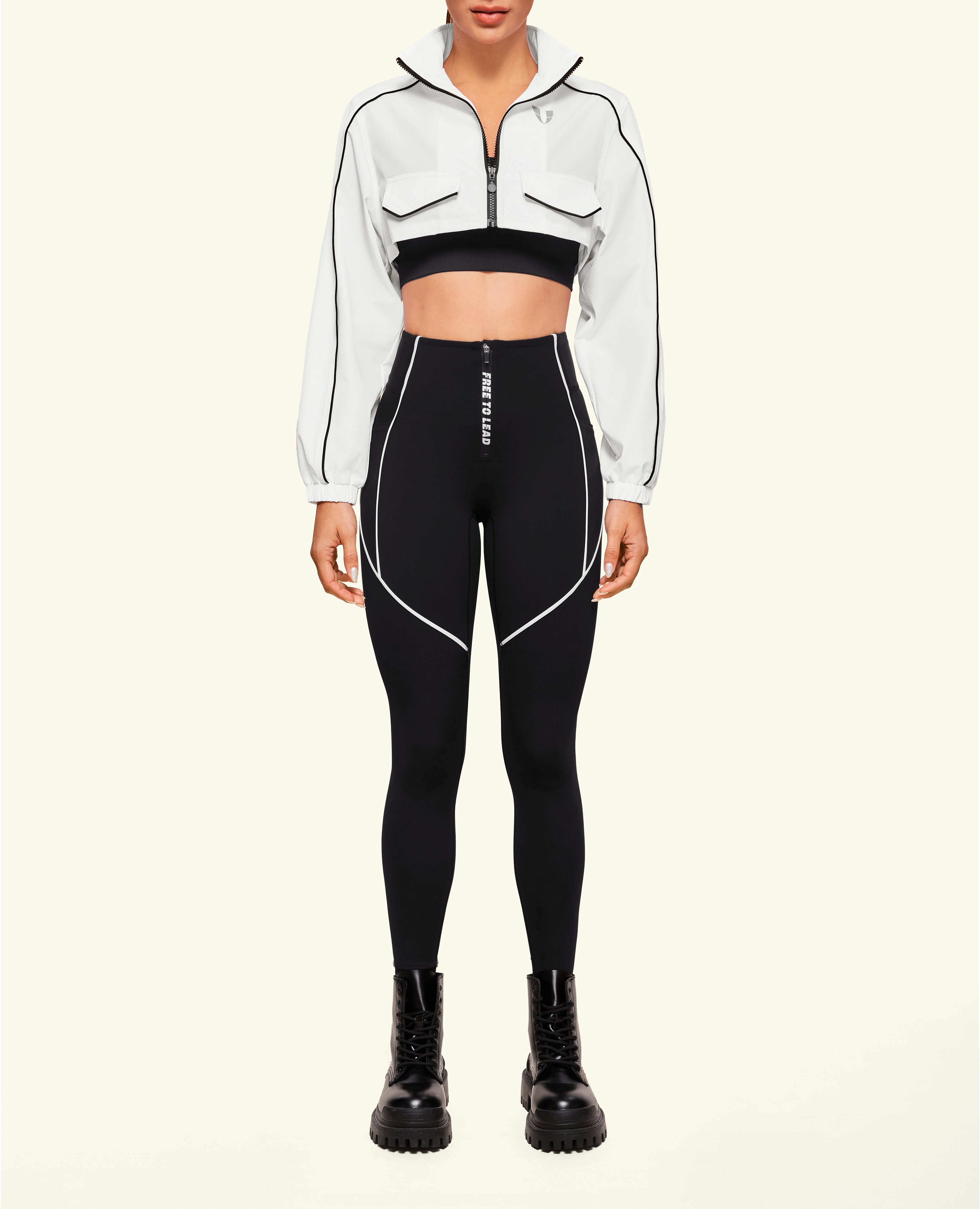 Move-on Stand Collar Cropped Jacket - Weiß