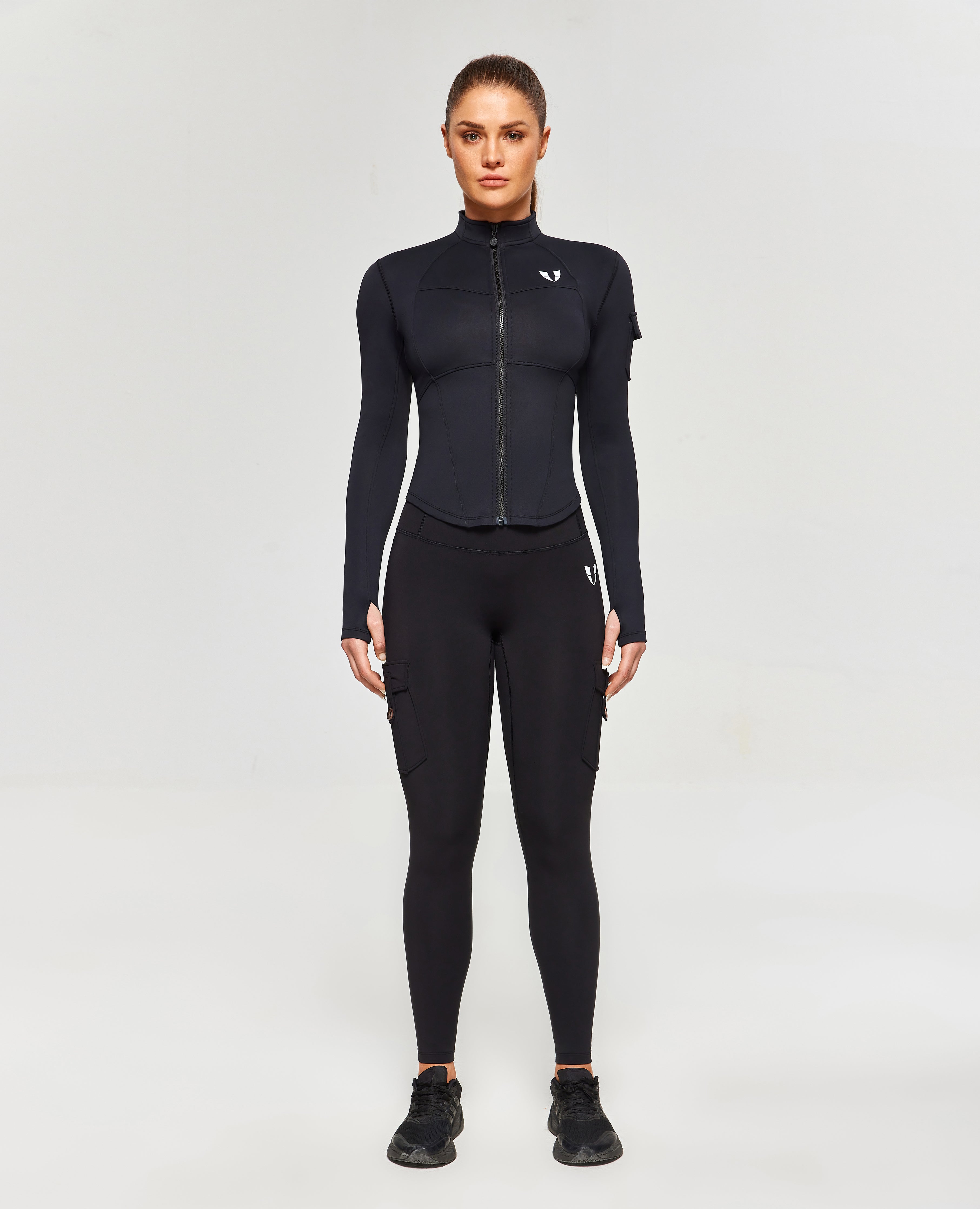 Giacca da moto fitness collare di supporto - nero
