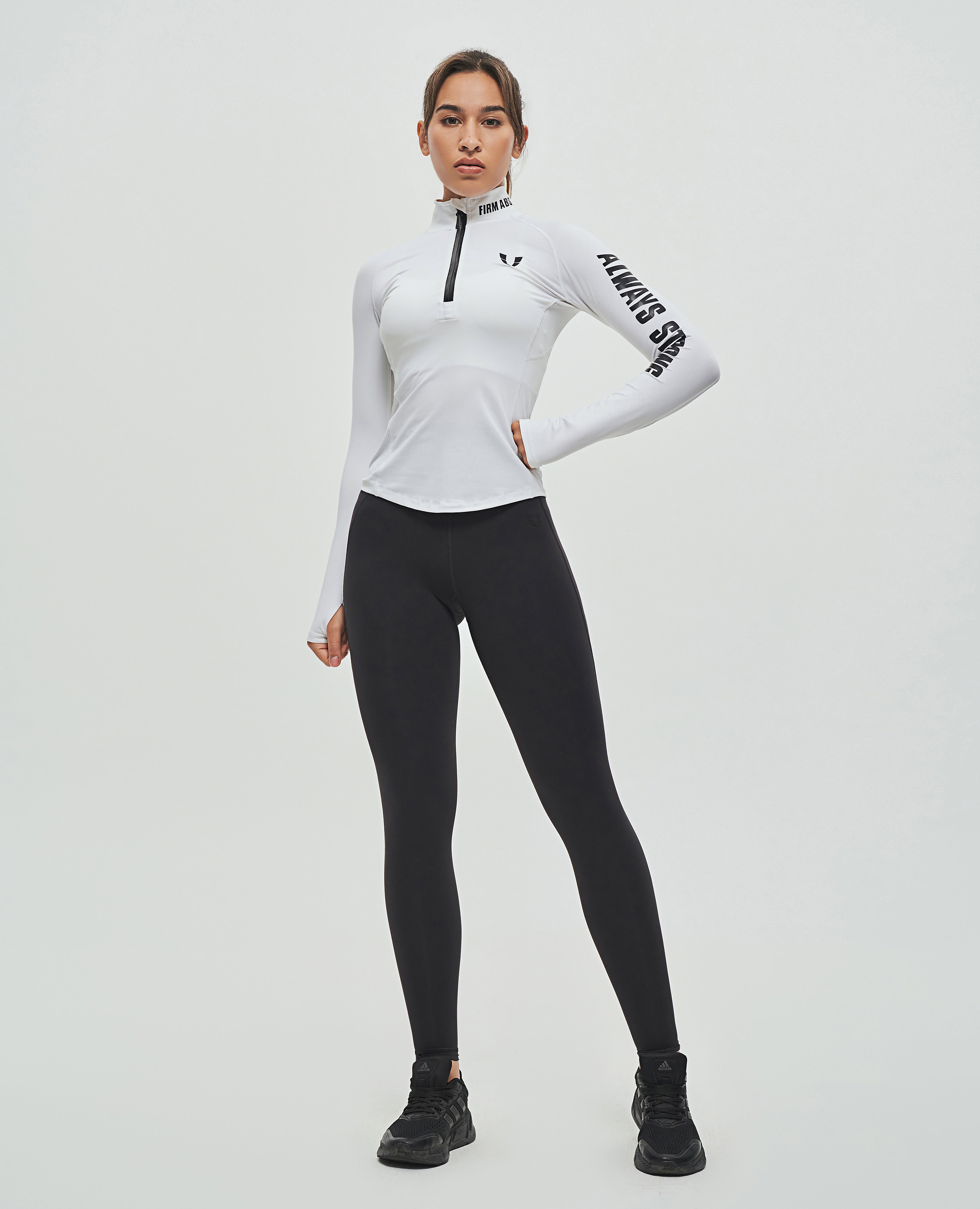 Half Zip Long Sleeve Top - Weiß