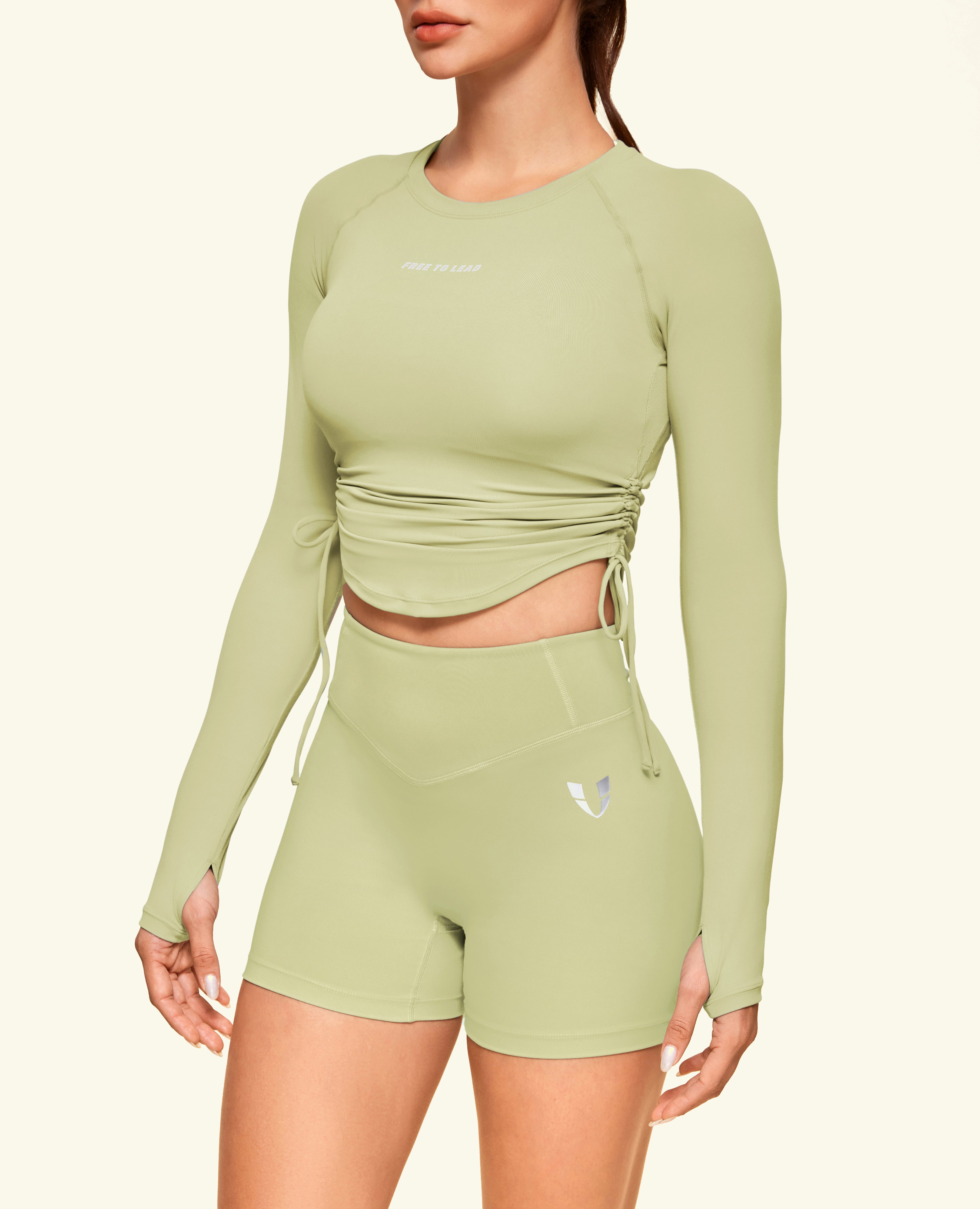 High Waist Gym Shorts - Erbsengrün