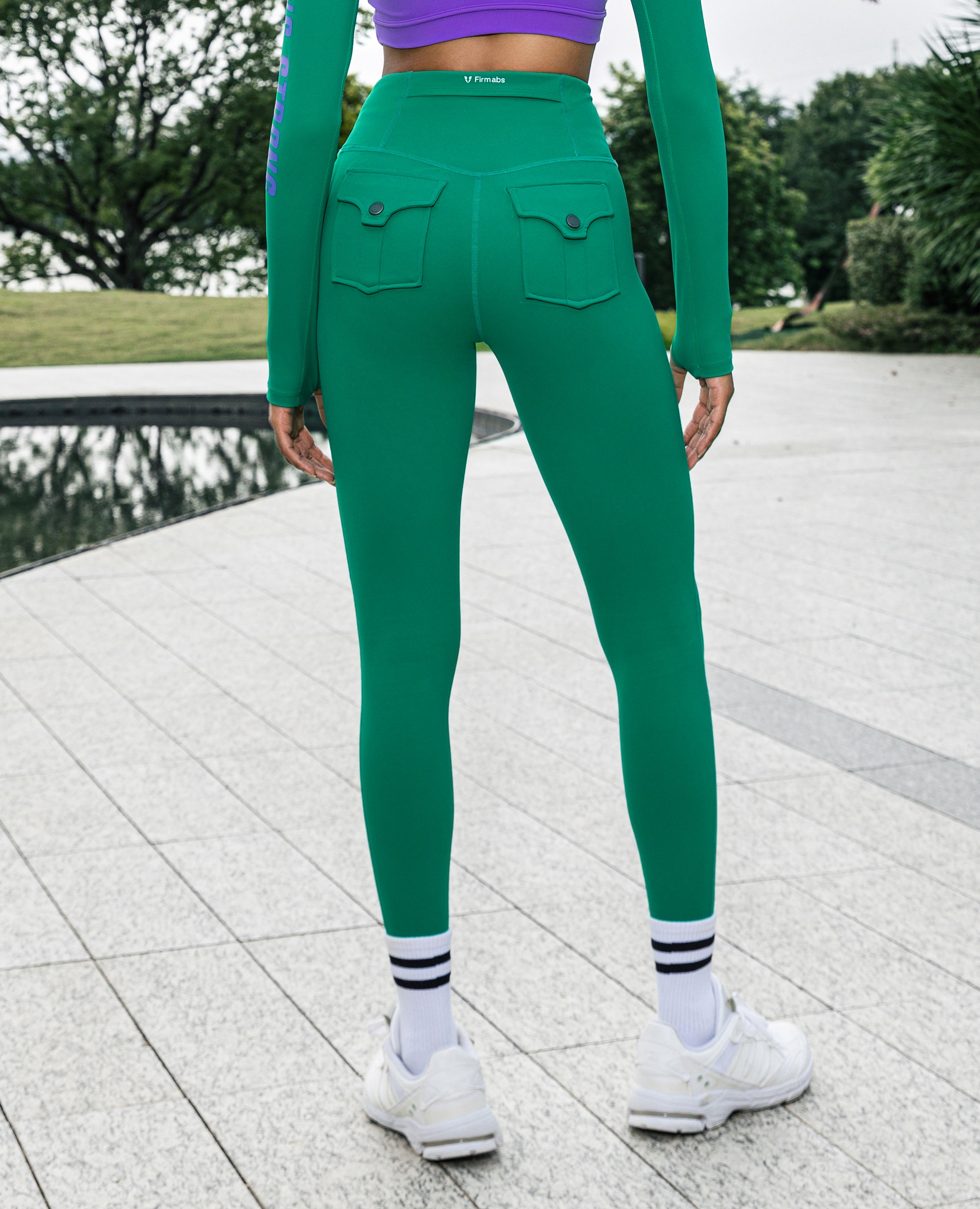 Potenti leggings da carico con cintura - verde