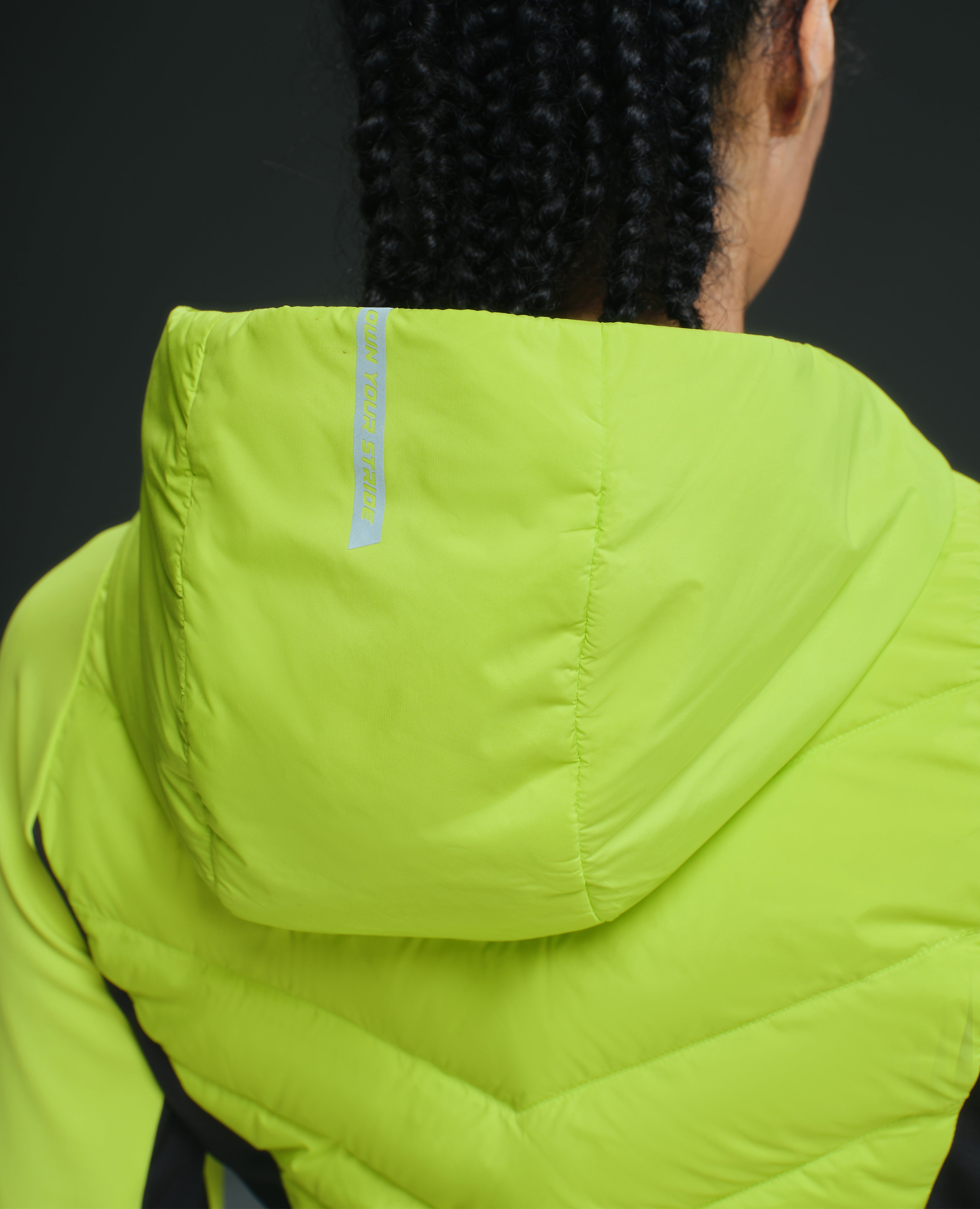 Lightweight Hooded Winter Down Jacket - Lemon Yellow and Black
