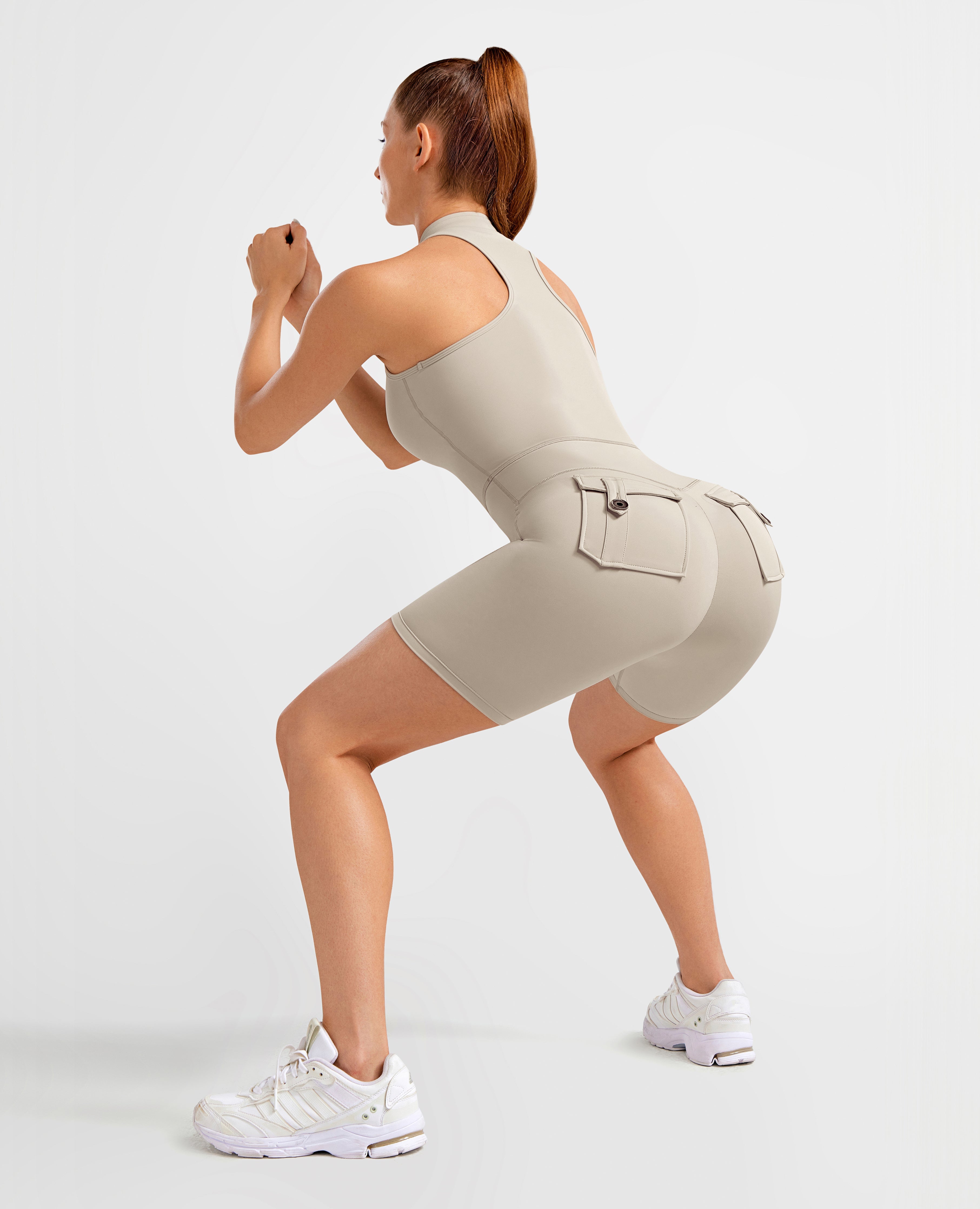 Cargo Pocket Short Bodysuit - Khaki