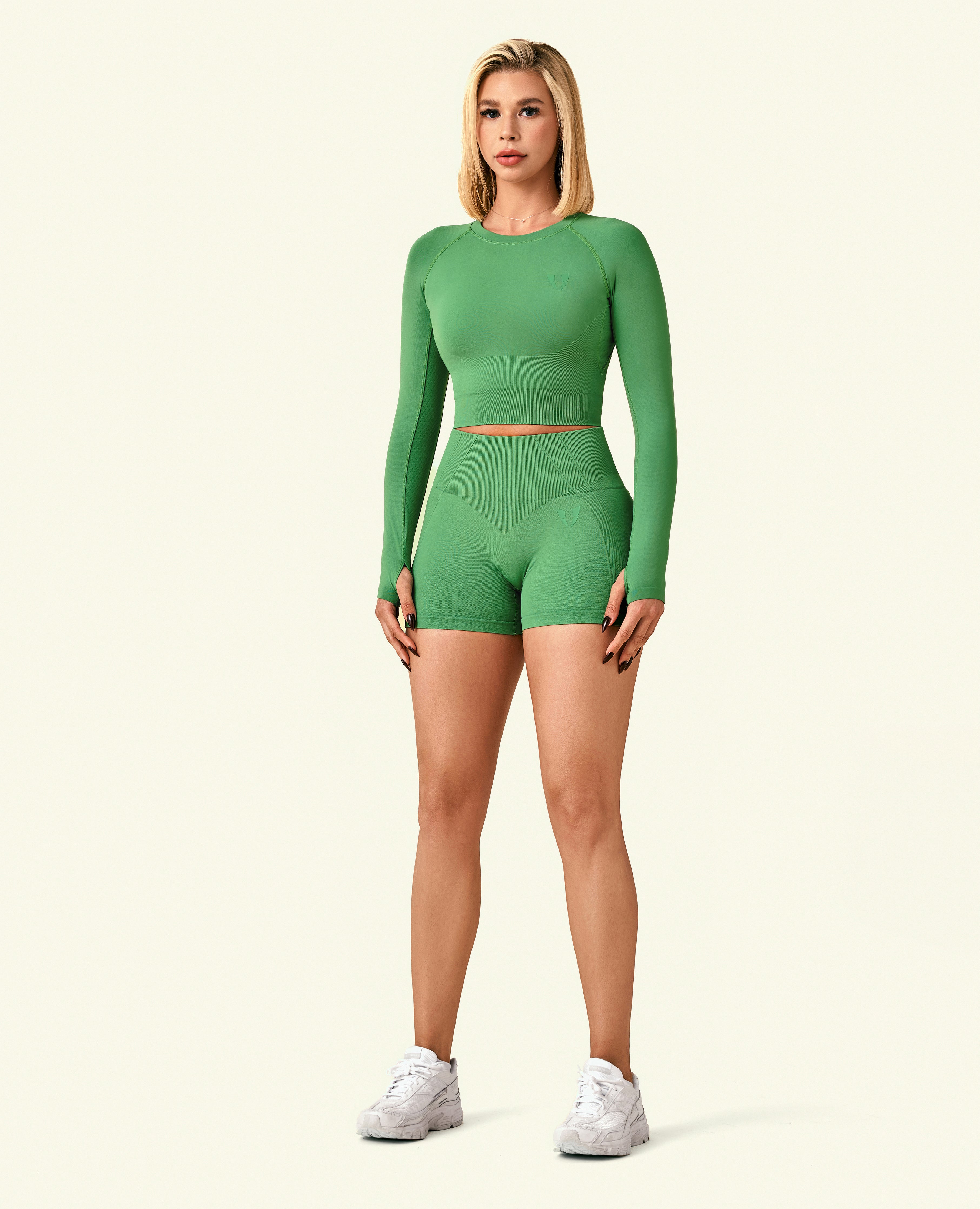 Hold Tight Cropped Long Sleeve T-Shirt - Grün