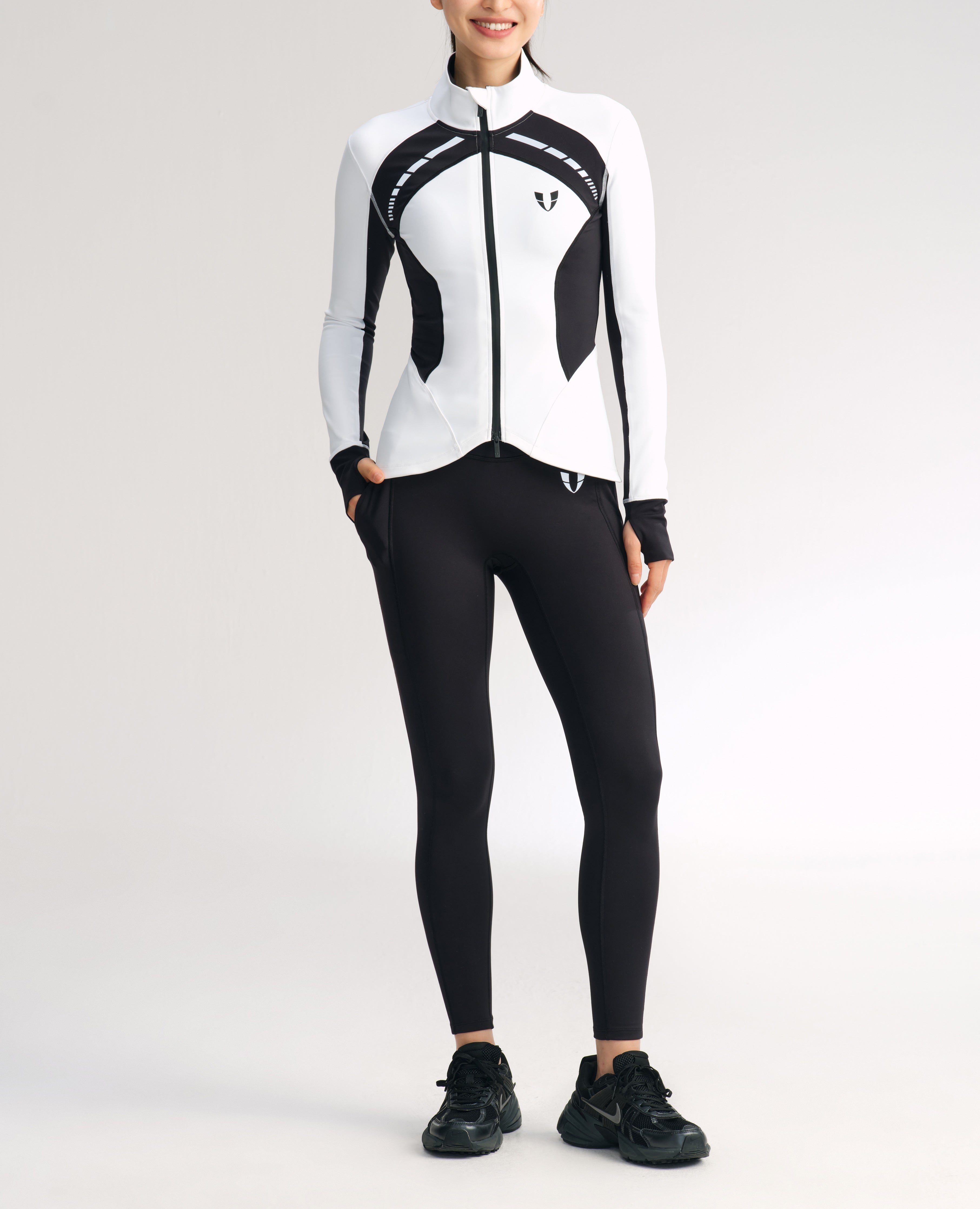 Veste athlétique coupe slim color block - Blanc et noir