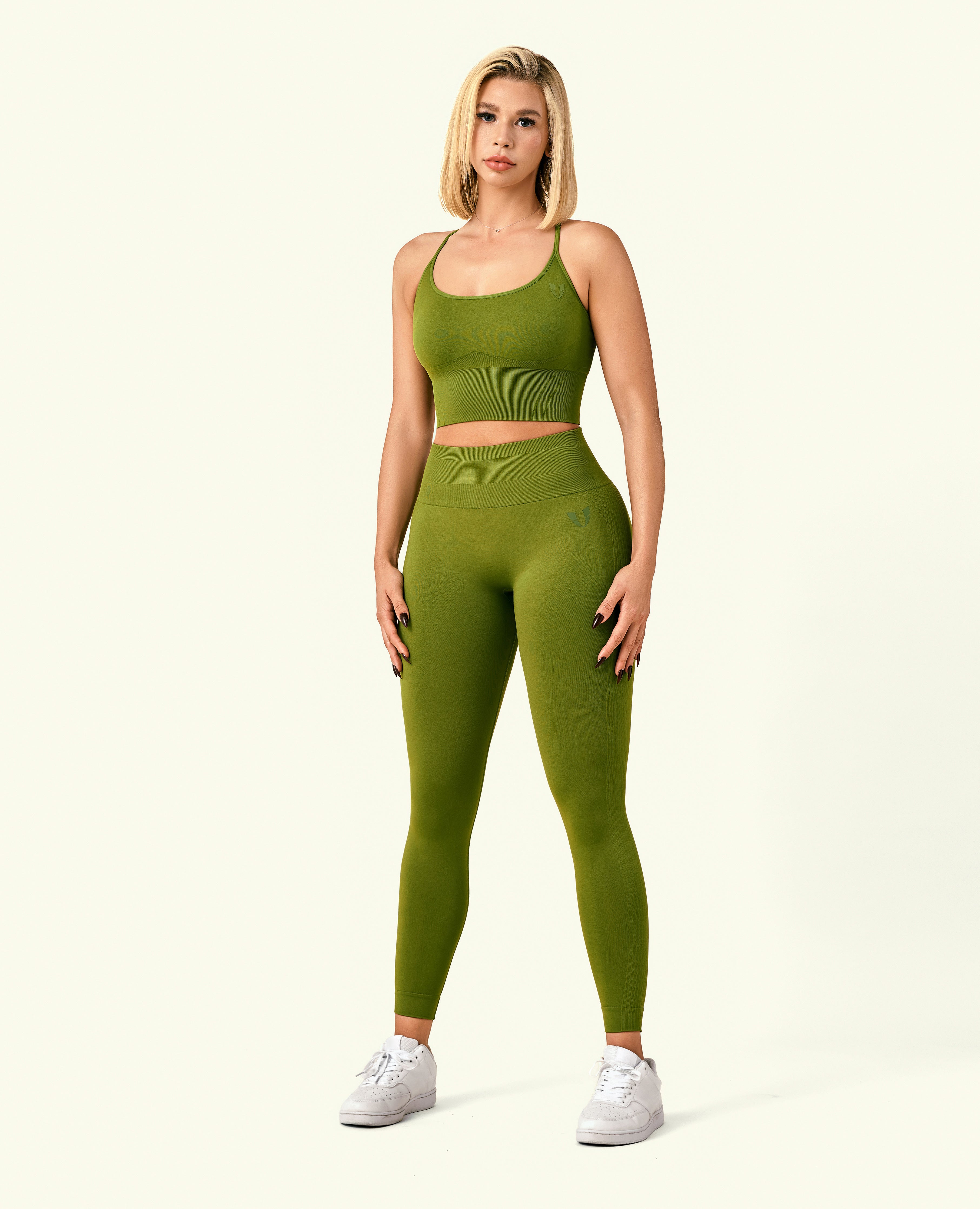 Ribbed butt lift leggings - Grass Green
