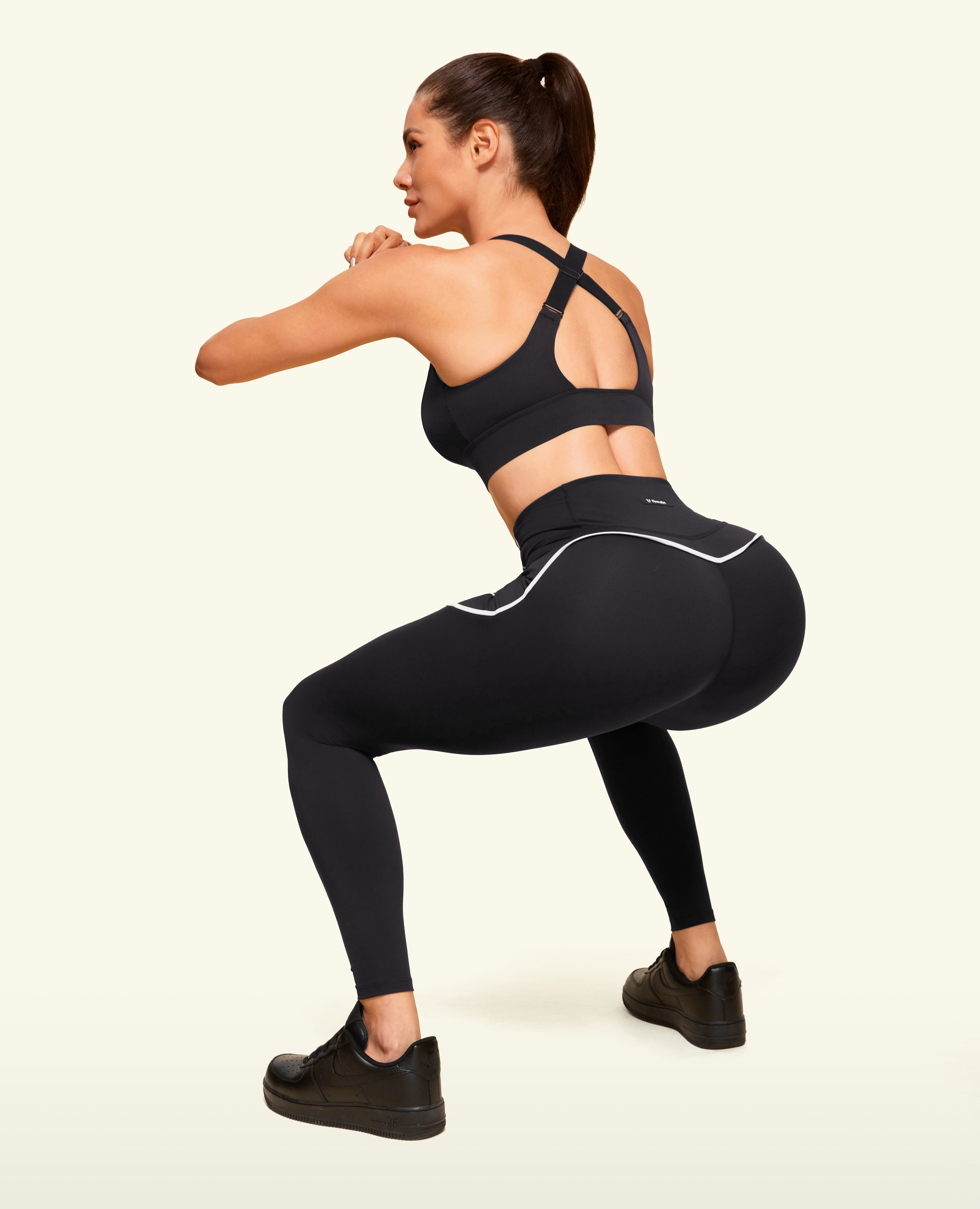 Zip Front High Waist Pocket Leggings - Schwarz