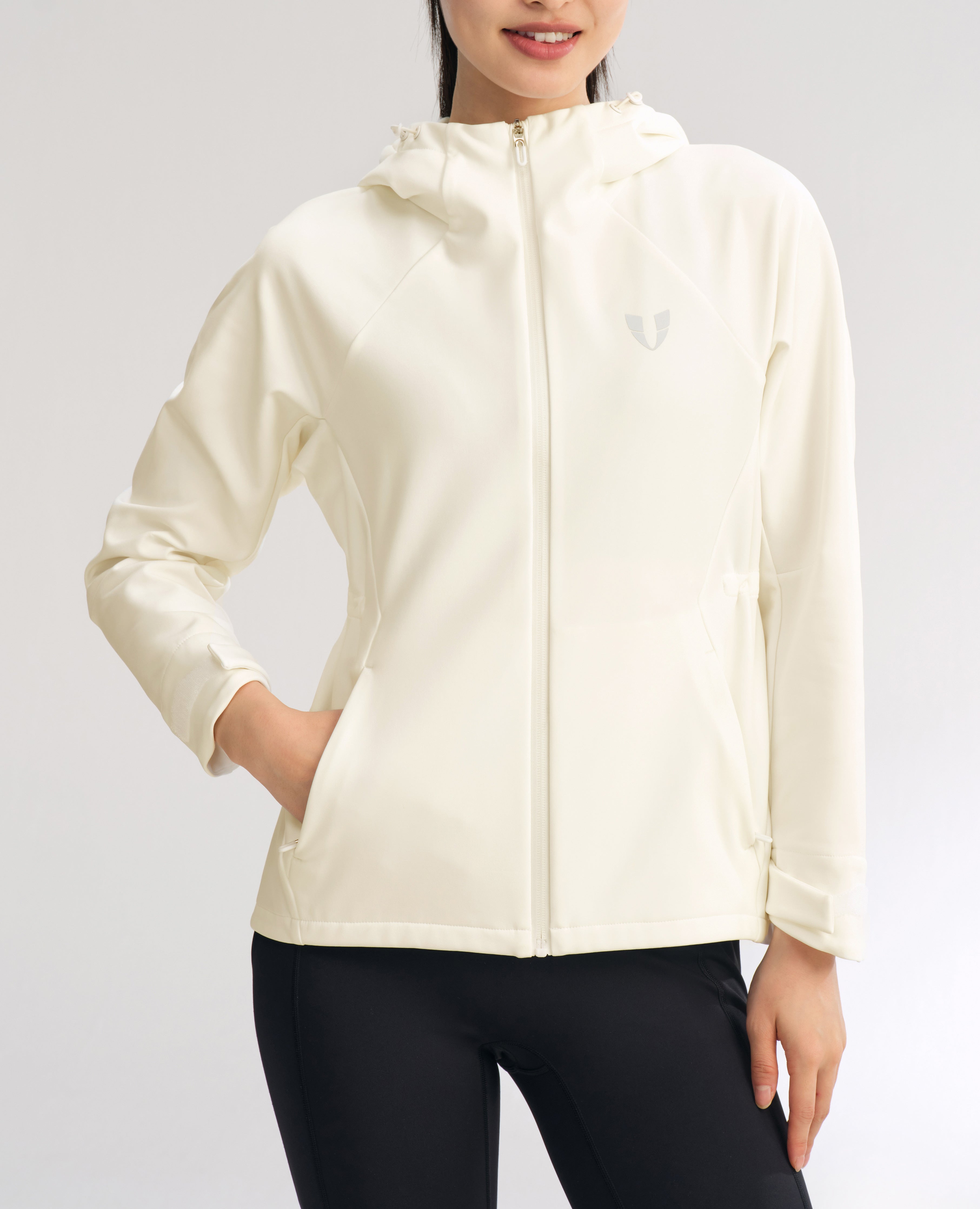 firmabs Fleece Lined Zip Up Hoodie Jacket White