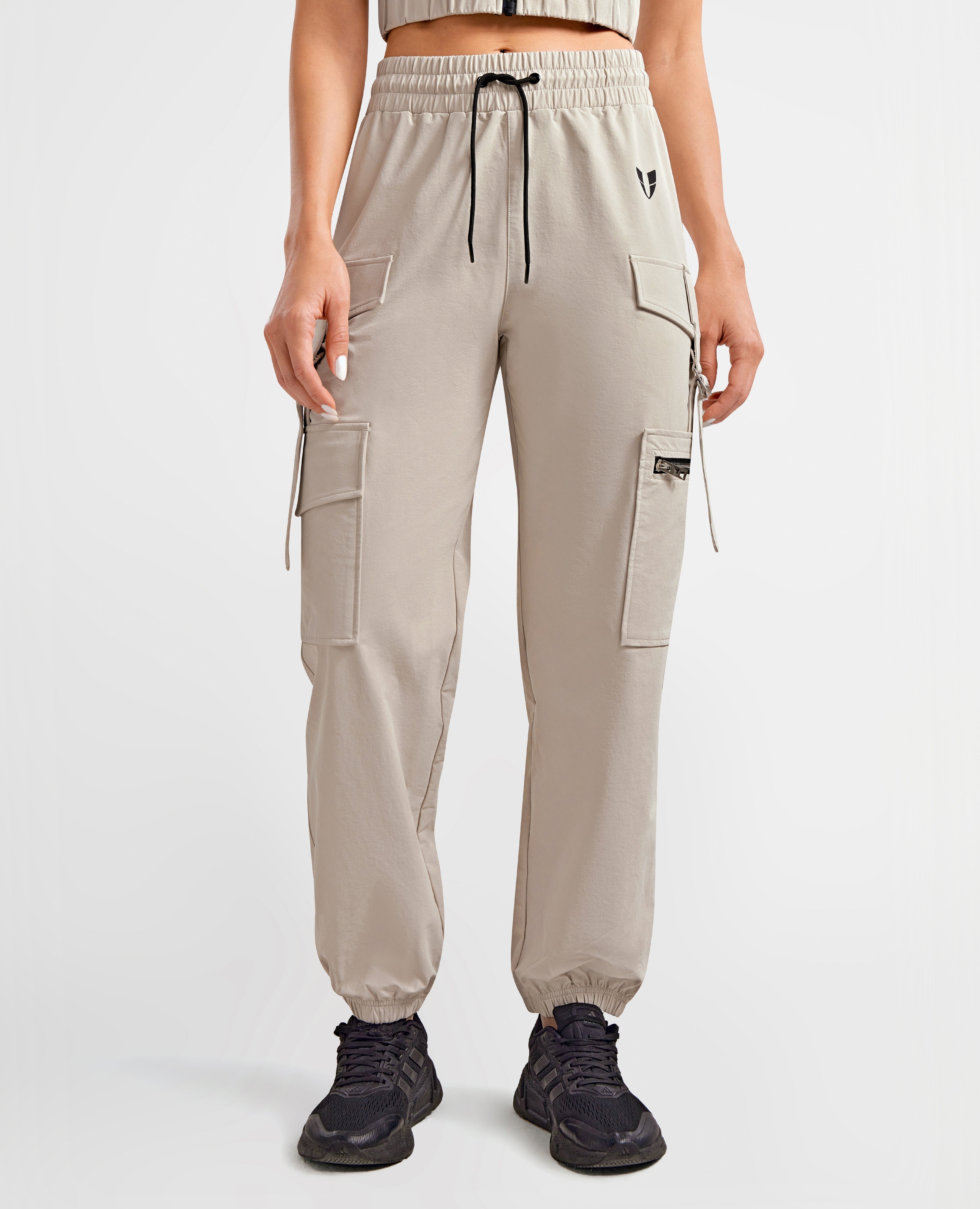 Pantalones de energía de carga de ajuste suelto - Apricots Gray