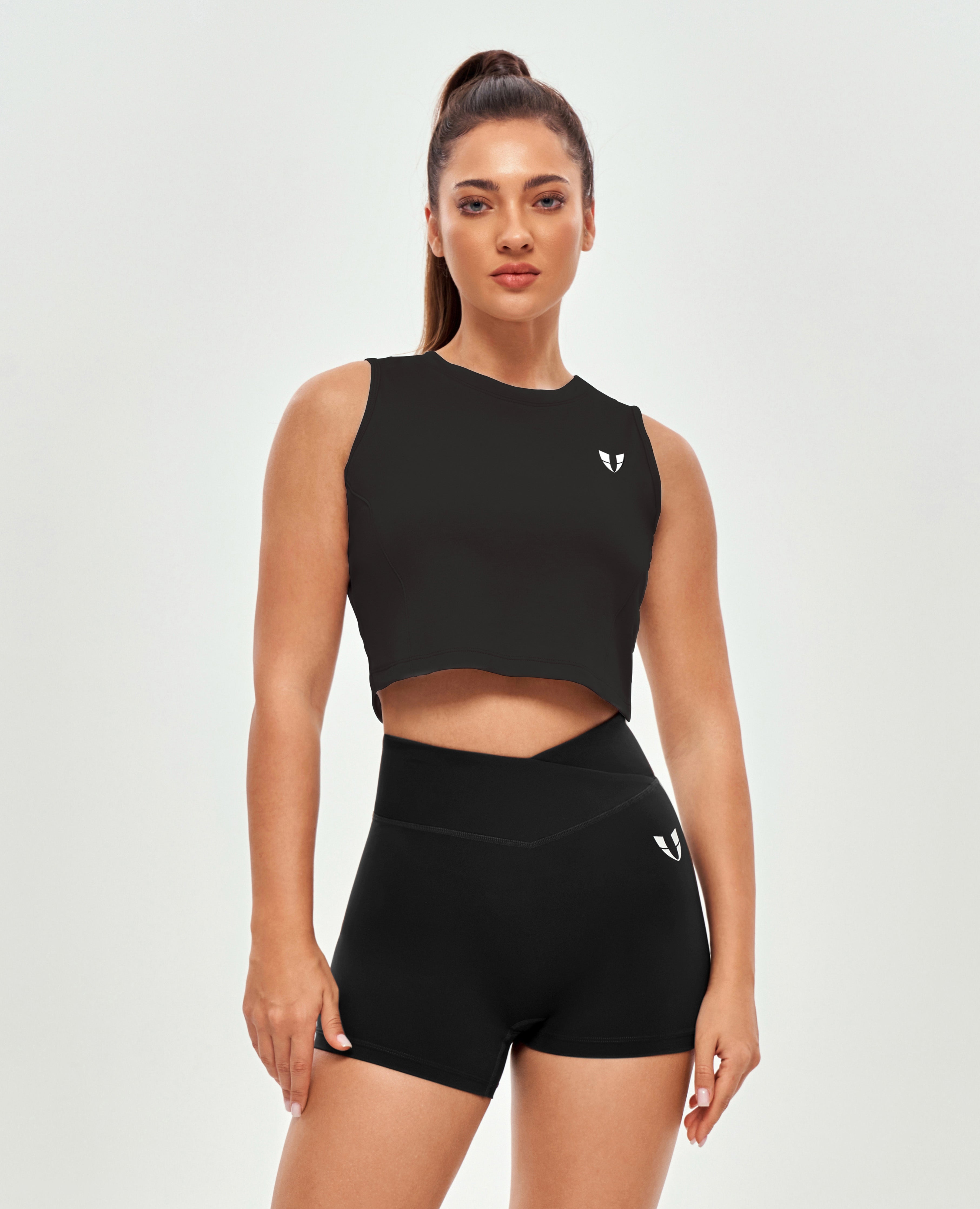 Crop sportive top-noir