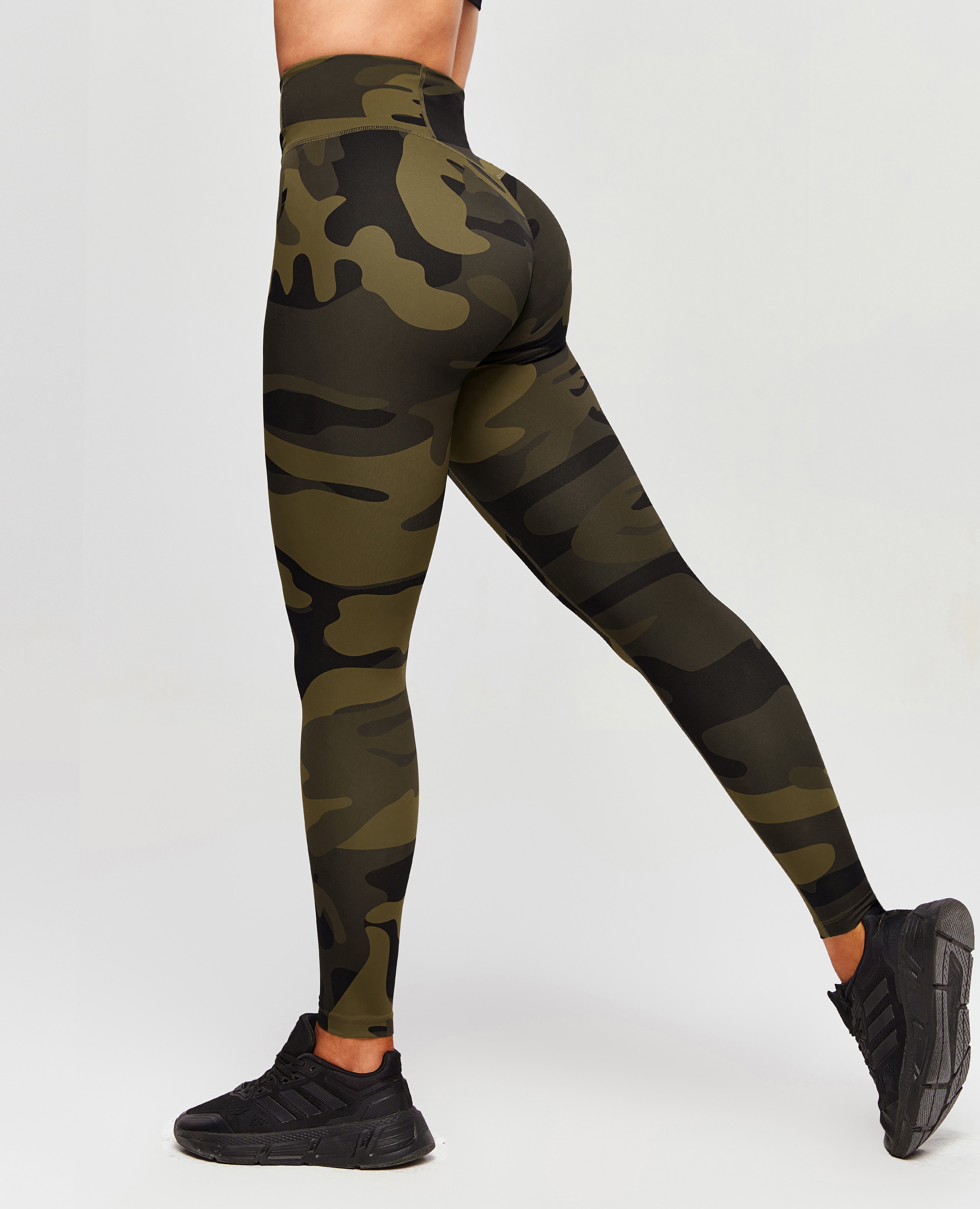 Scrunch Butt Leggings - Olivgrünes Camouflage