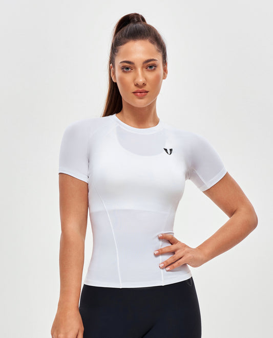 Rundhals-Sport-T-Shirt – Weiß