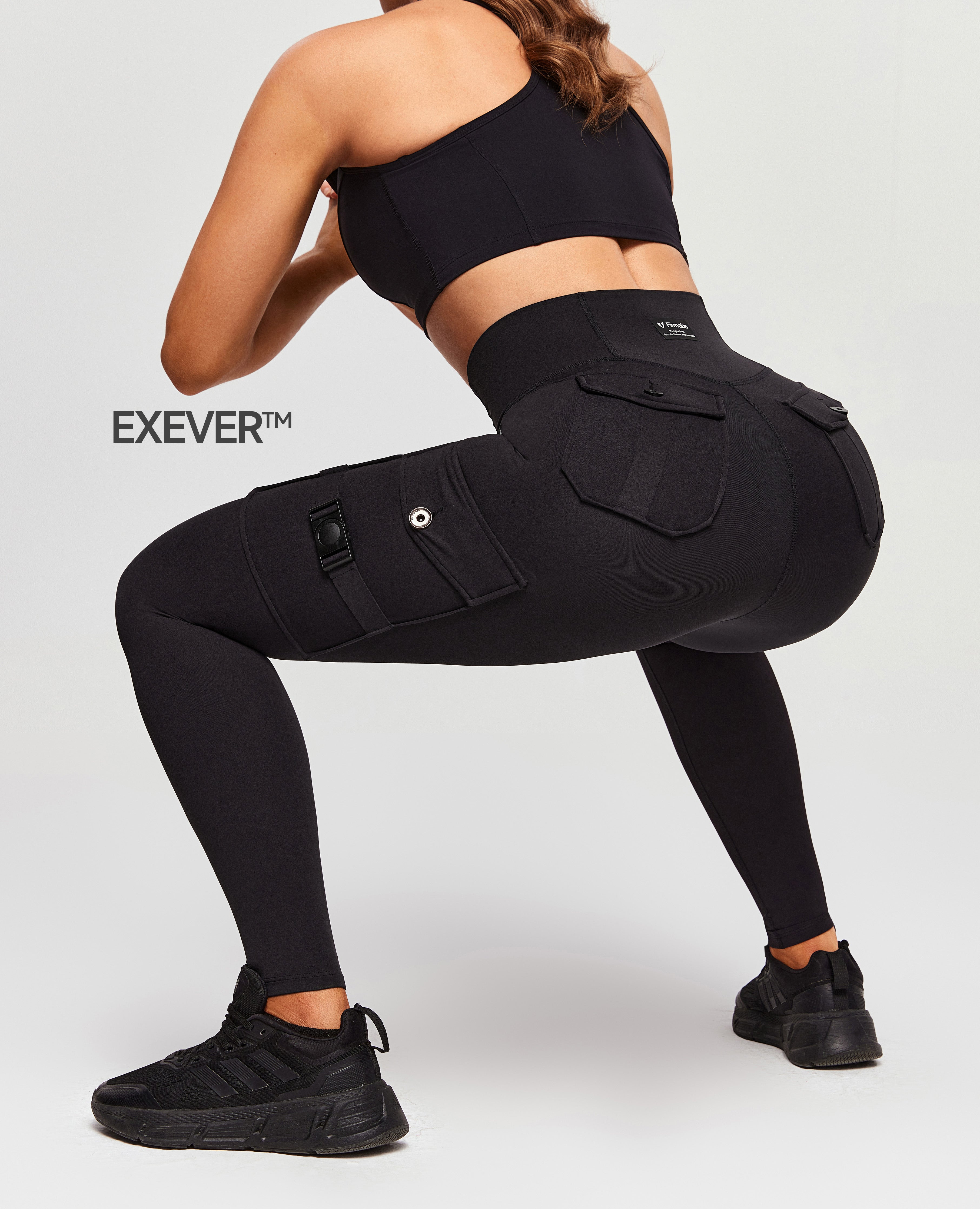 Leggings di carico fitness plus - nero